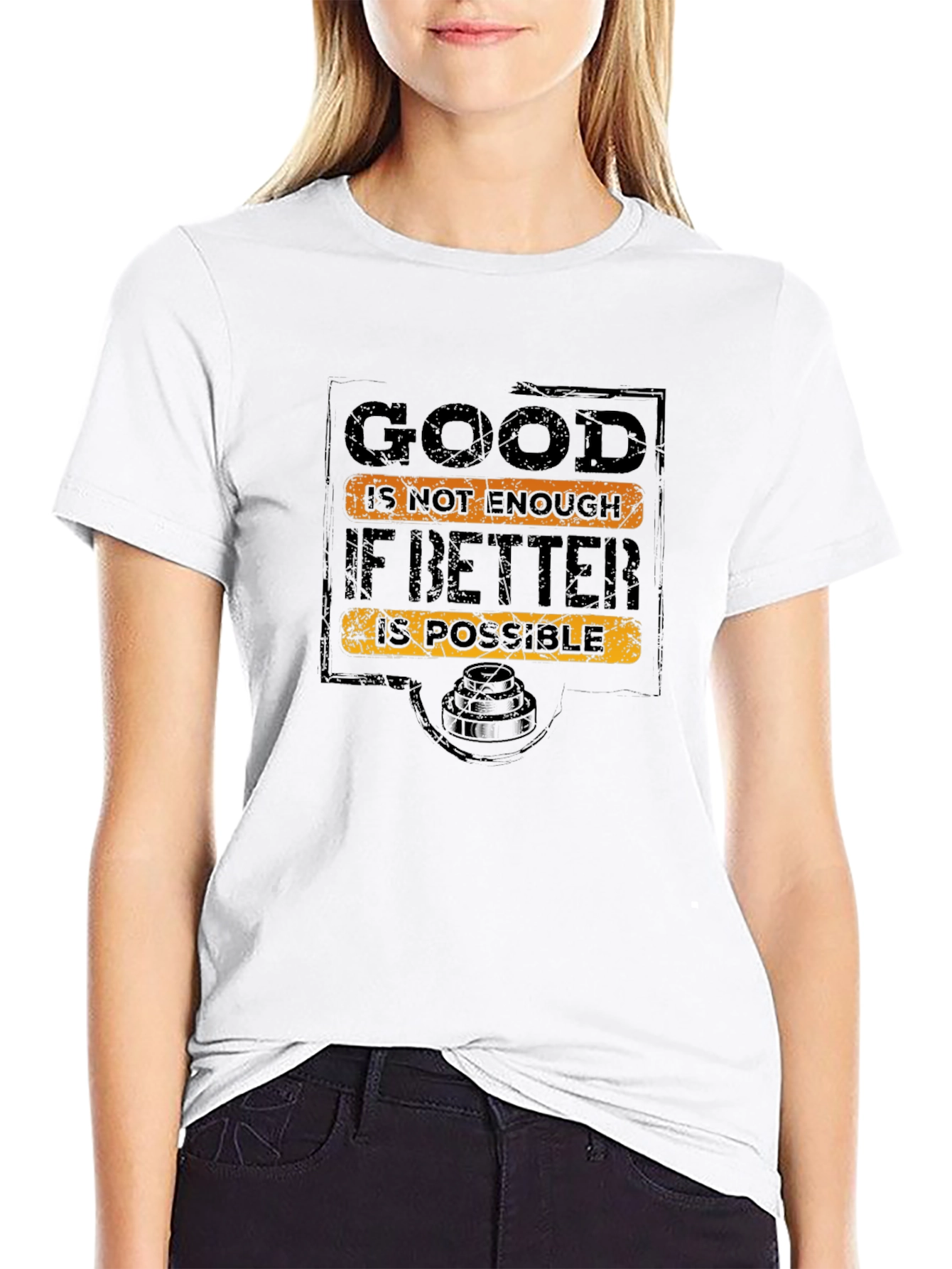 Inspirational Good is Not Enough Black Graphic T-Shirt