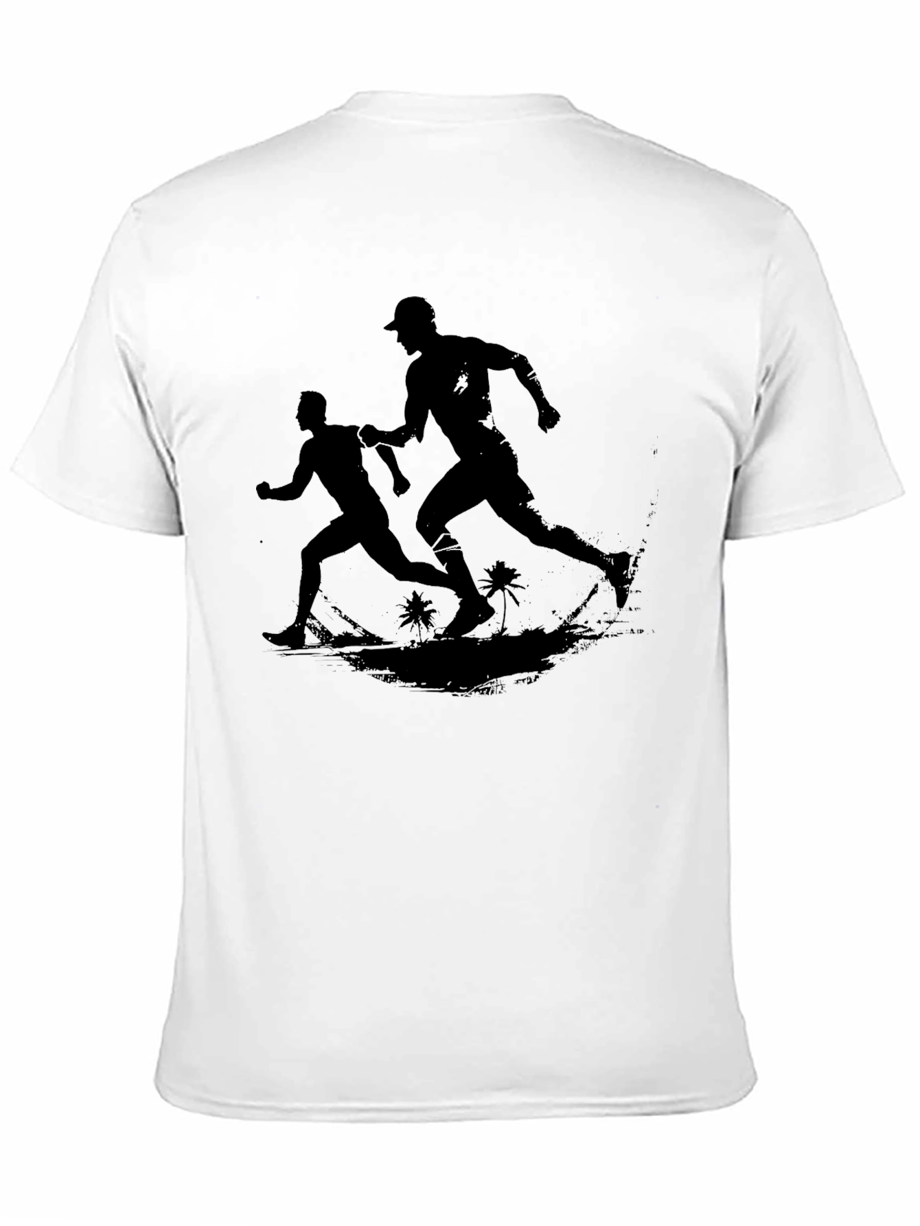 Mens Black Graphic Tee - Runners on Beach