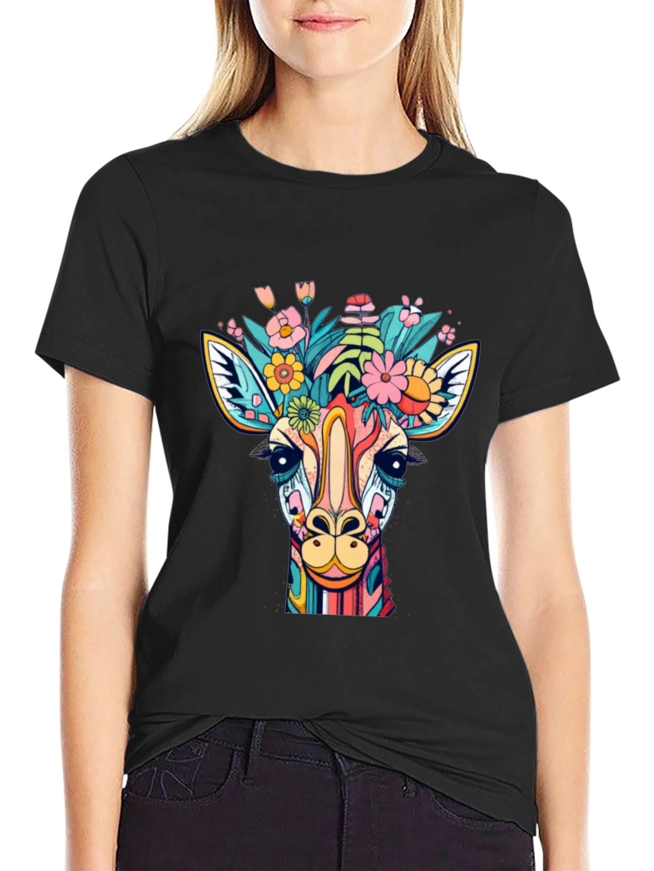 Giraffe Floral Graphic Tee