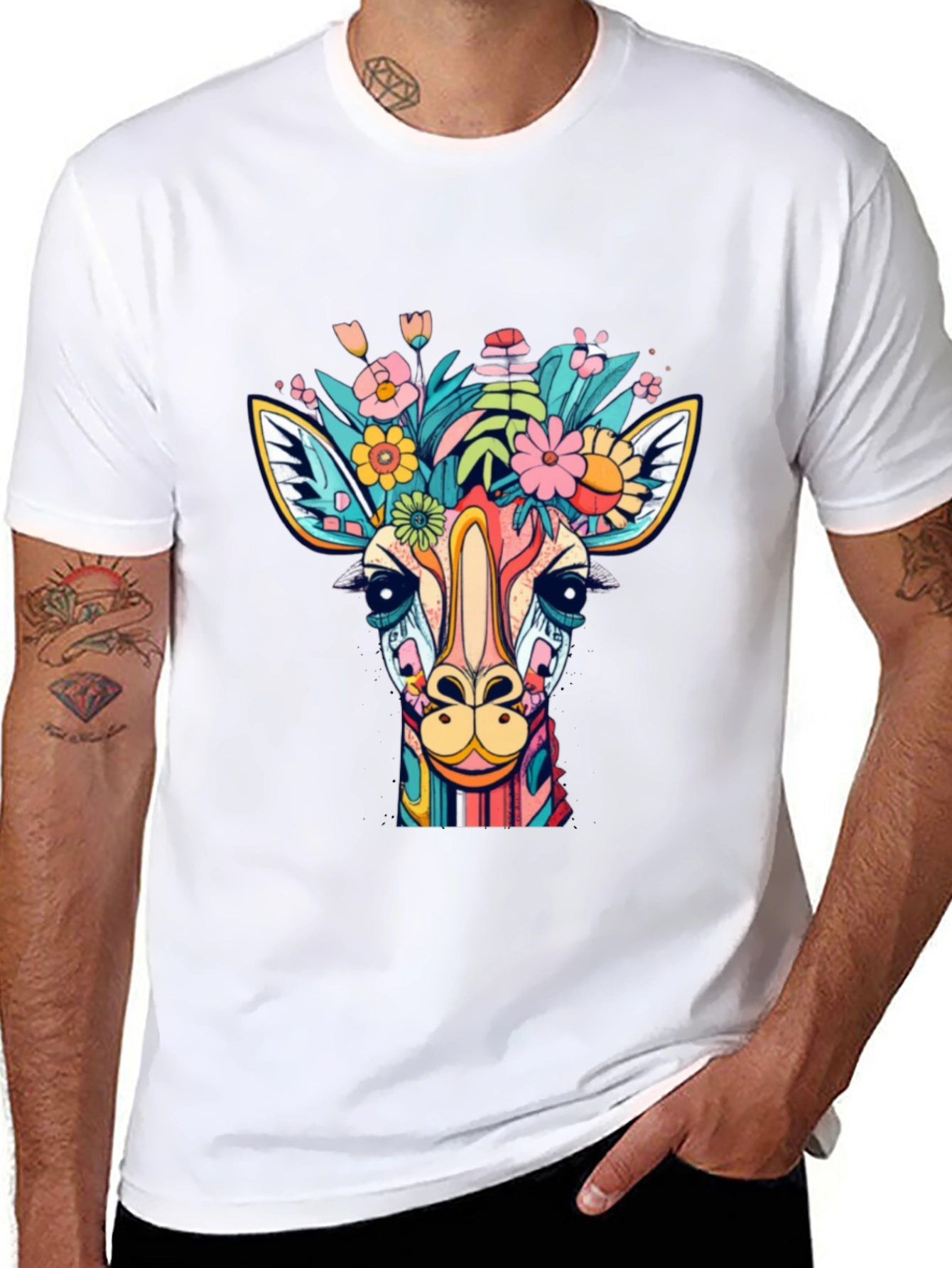 Giraffe Floral Graphic Tee