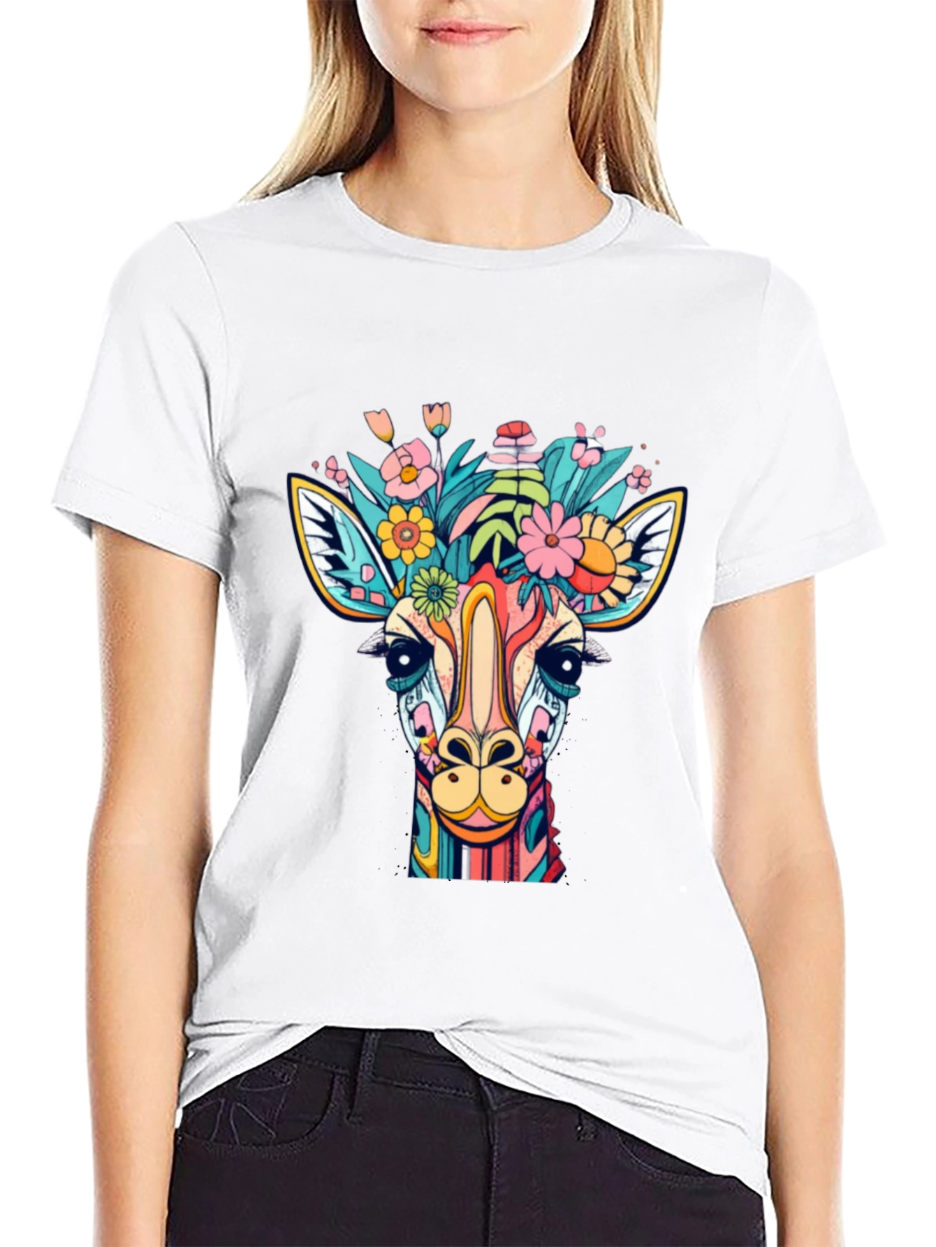 Giraffe Floral Graphic Tee
