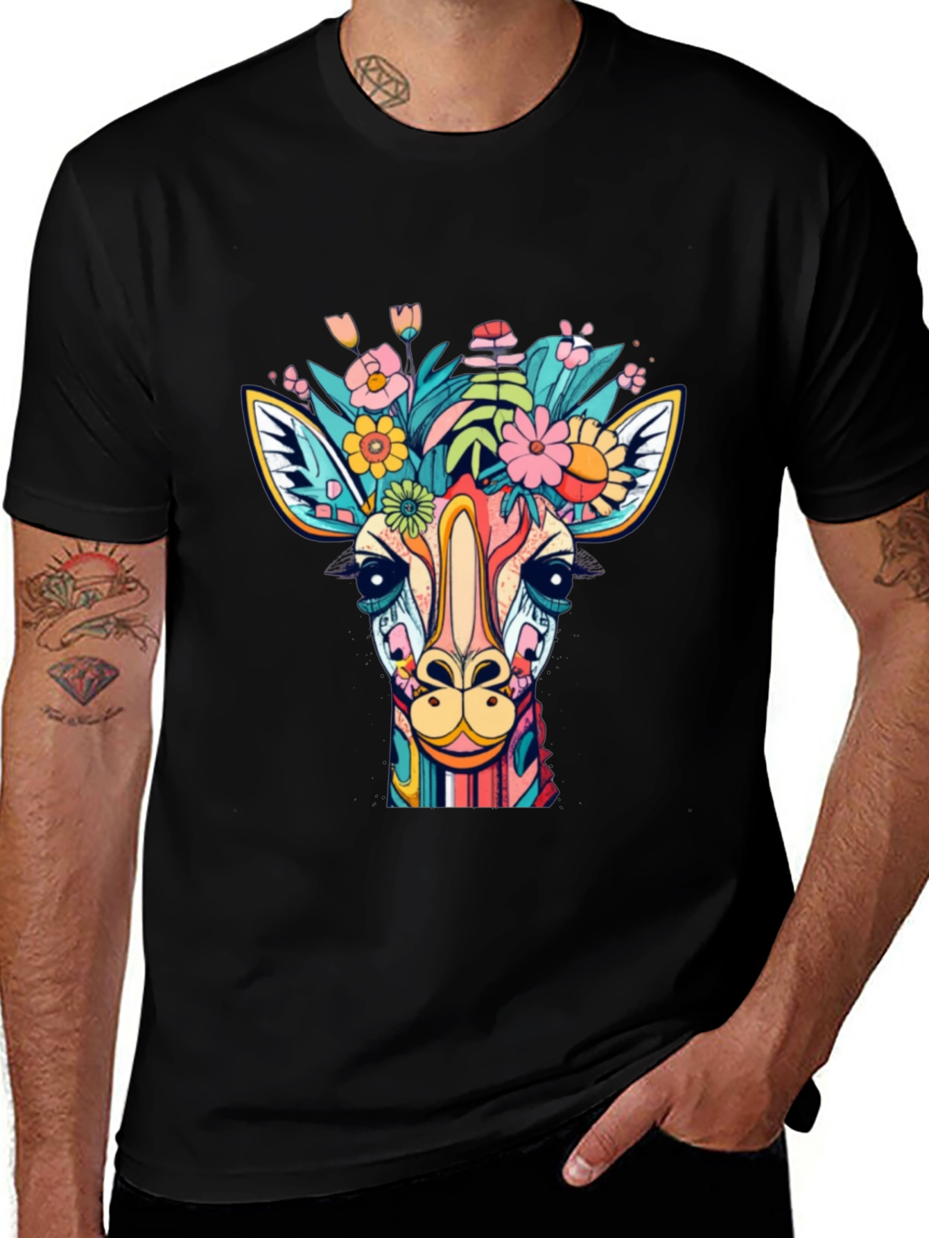 Giraffe Floral Graphic Tee
