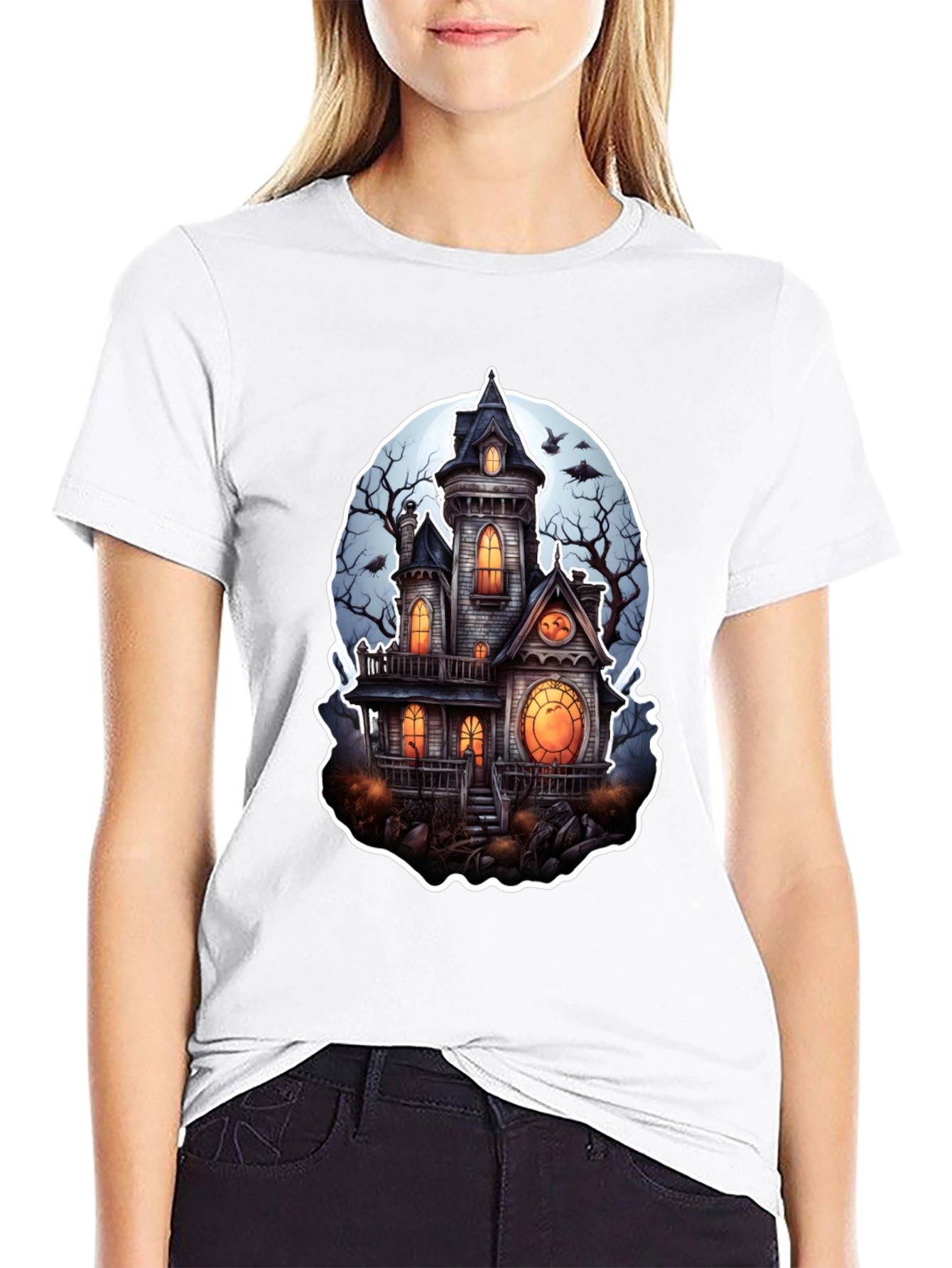Spooky Haunted House Graphic T-Shirt - Halloween Tee