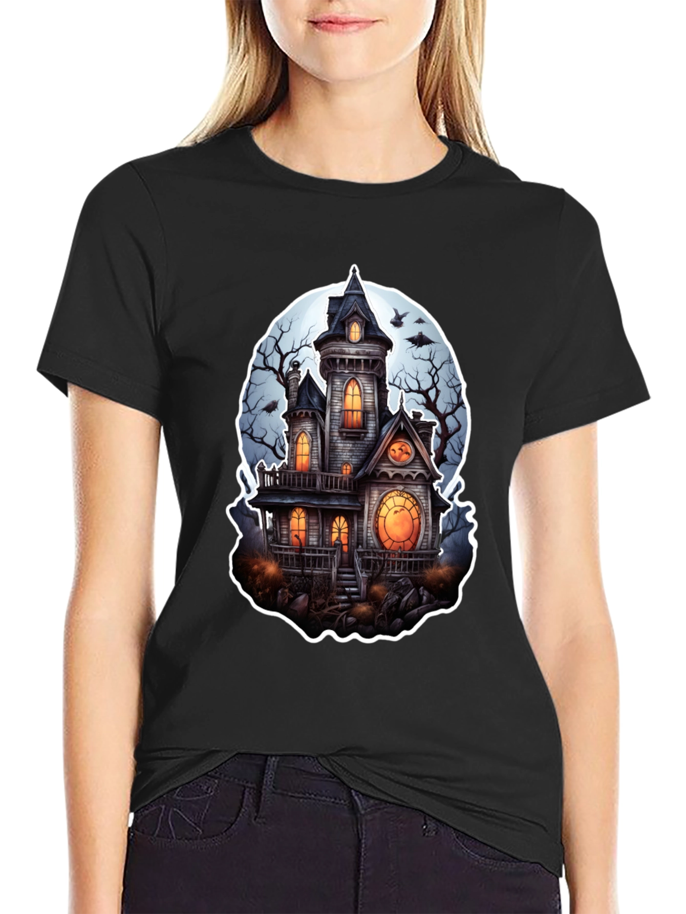Spooky Haunted House Graphic T-Shirt - Halloween Tee