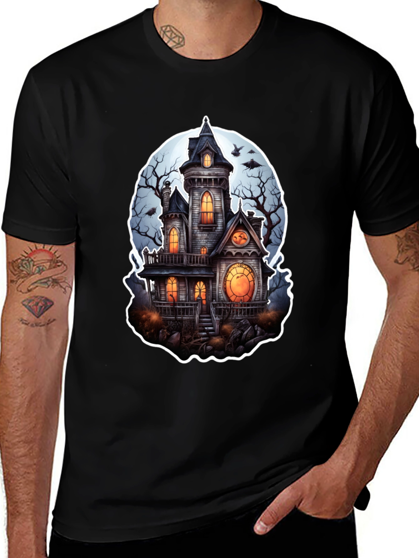 Spooky Haunted House Graphic T-Shirt - Halloween Tee