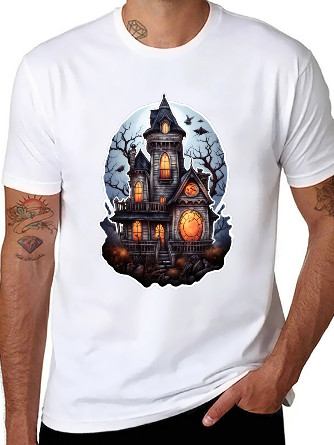 Spooky Haunted House Graphic T-Shirt - Halloween Tee