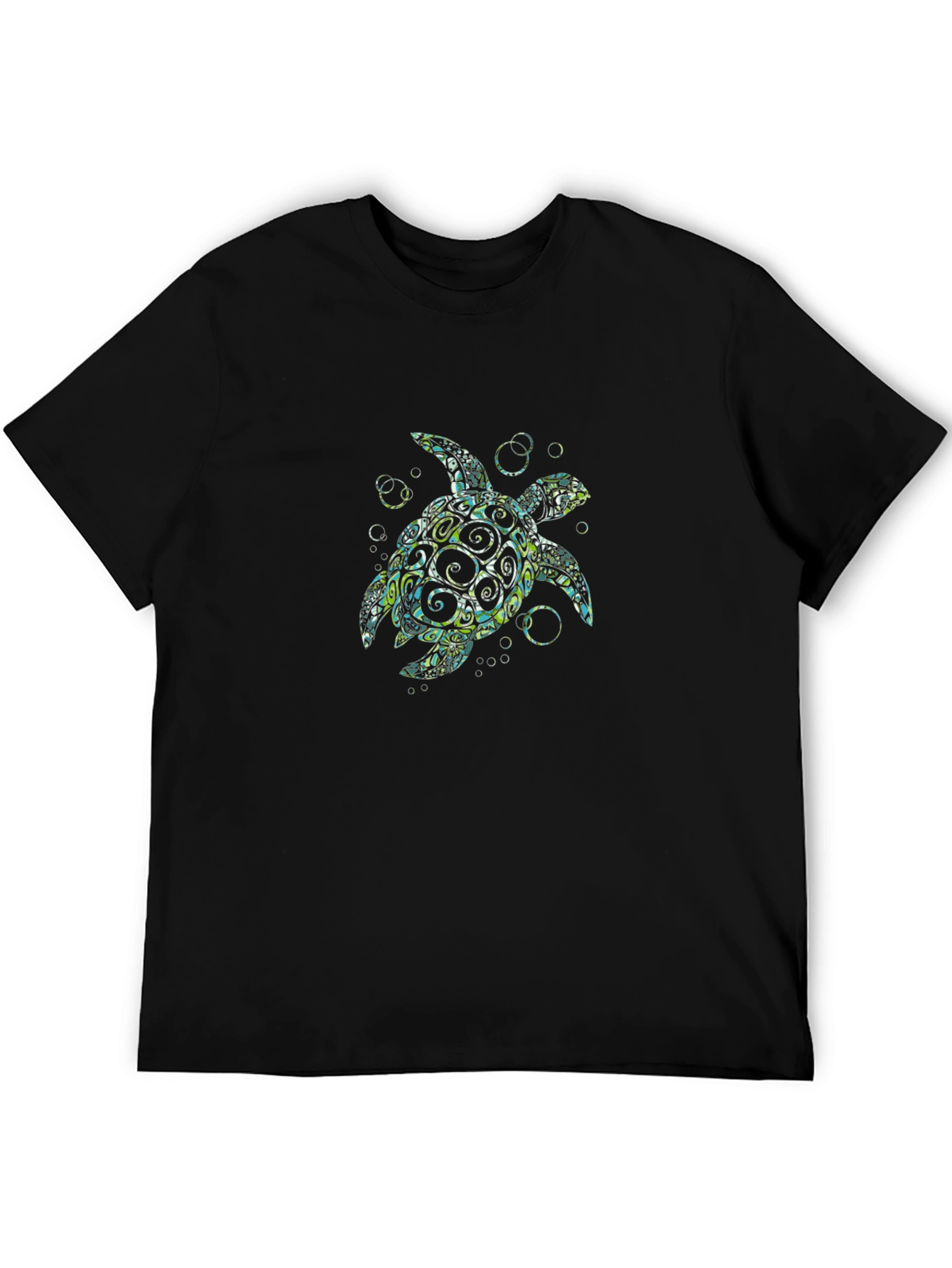 Tribal Sea Turtle Graphic Black T-Shirt