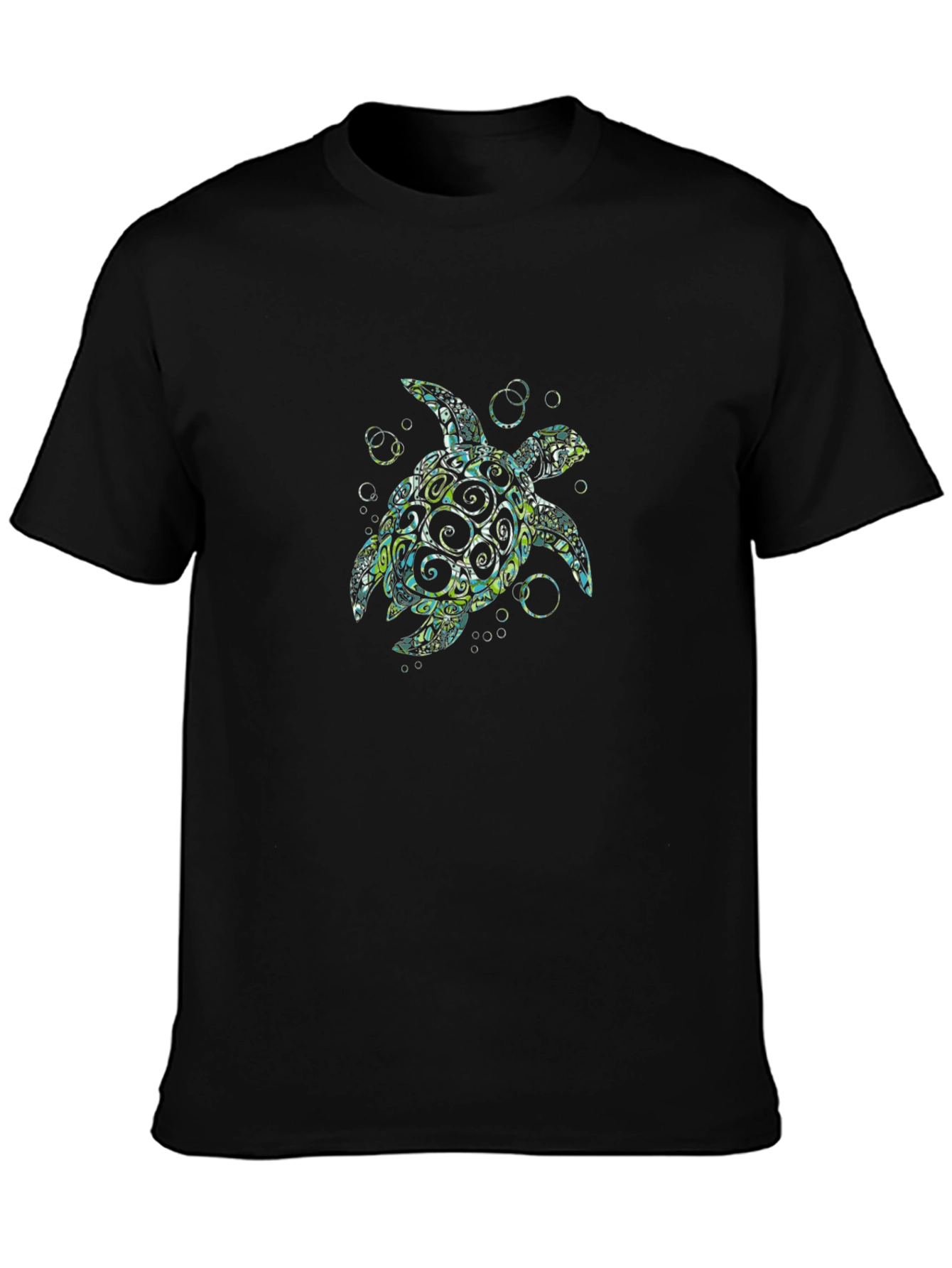 Tribal Sea Turtle Graphic Black T-Shirt