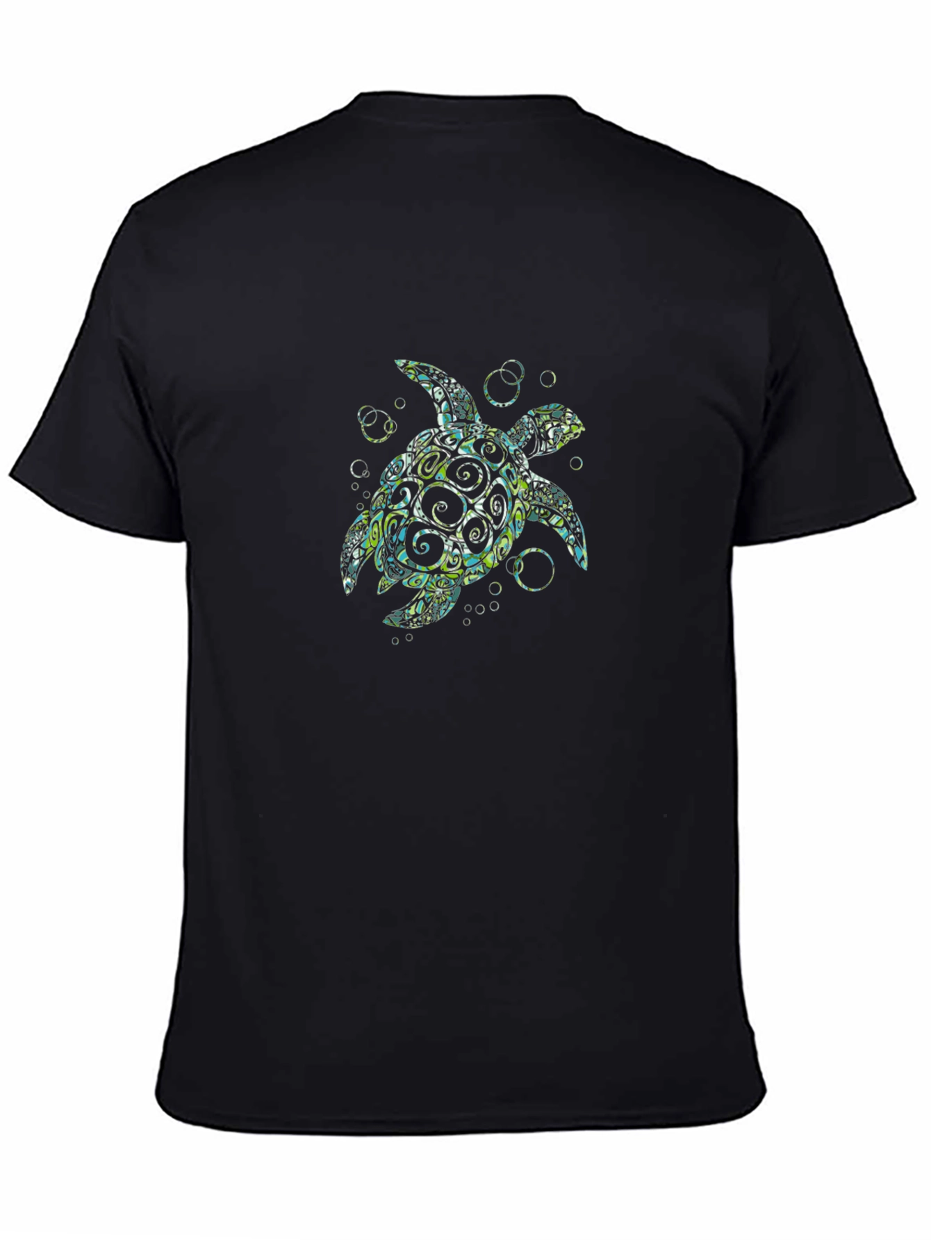 Tribal Sea Turtle Graphic Black T-Shirt