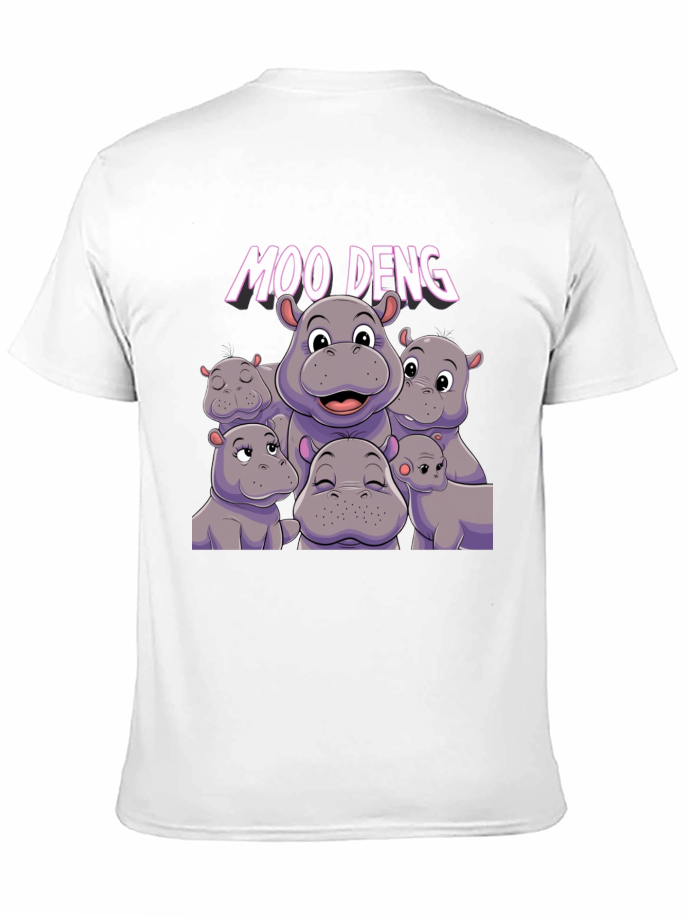 Moo Deng Hippo Graphic Black T-Shirt
