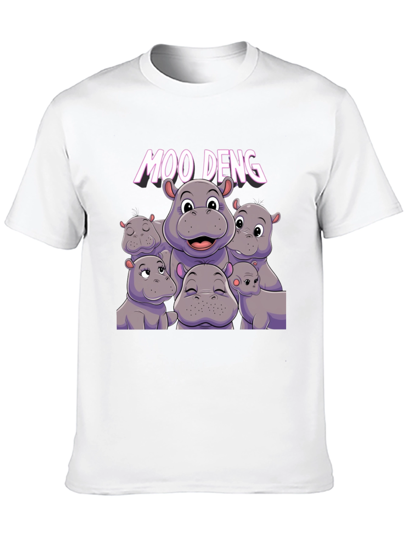 Moo Deng Hippo Graphic Black T-Shirt