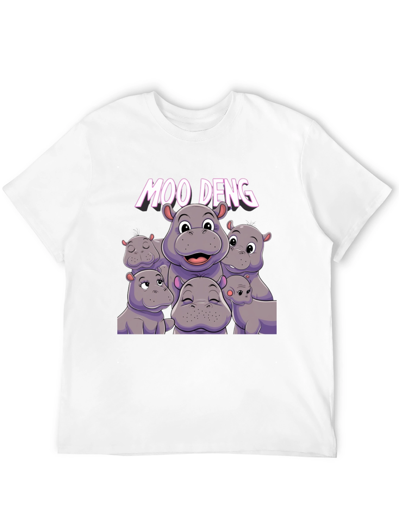 Moo Deng Hippo Graphic Black T-Shirt