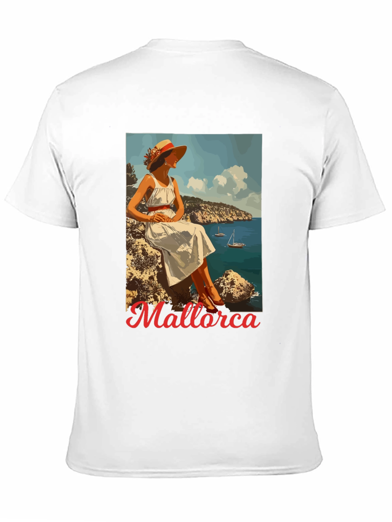 Mallorca Retro Graphic Tee - Black Cotton T-Shirt
