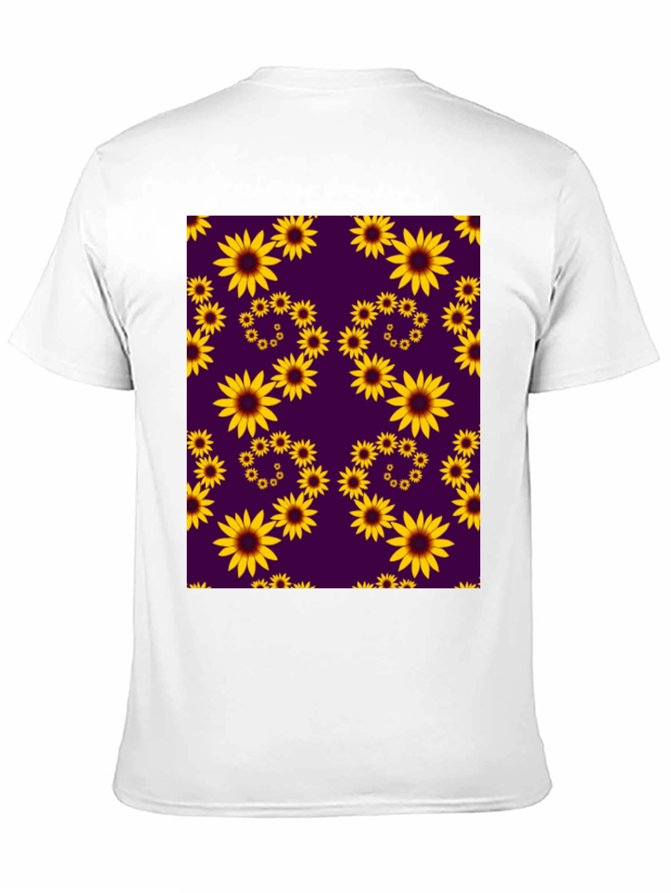 Sunflower Pattern Black T-Shirt