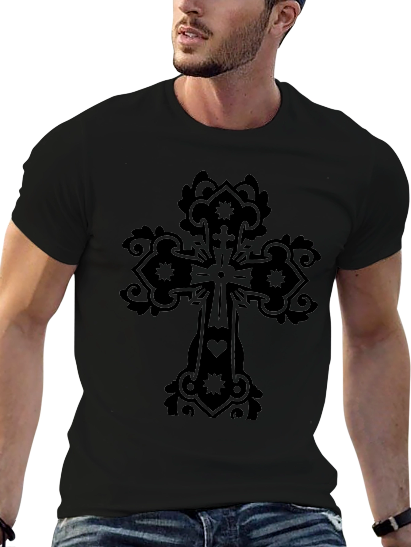 Ornate Cross Graphic T-Shirt