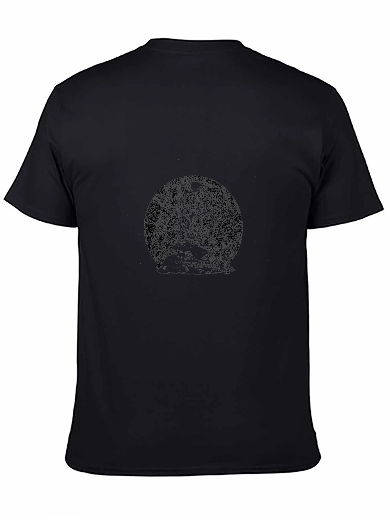 Mens Black Graphic Tee - Tree & Moon