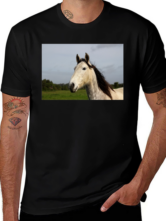 Horse Graphic Print Black T-Shirt