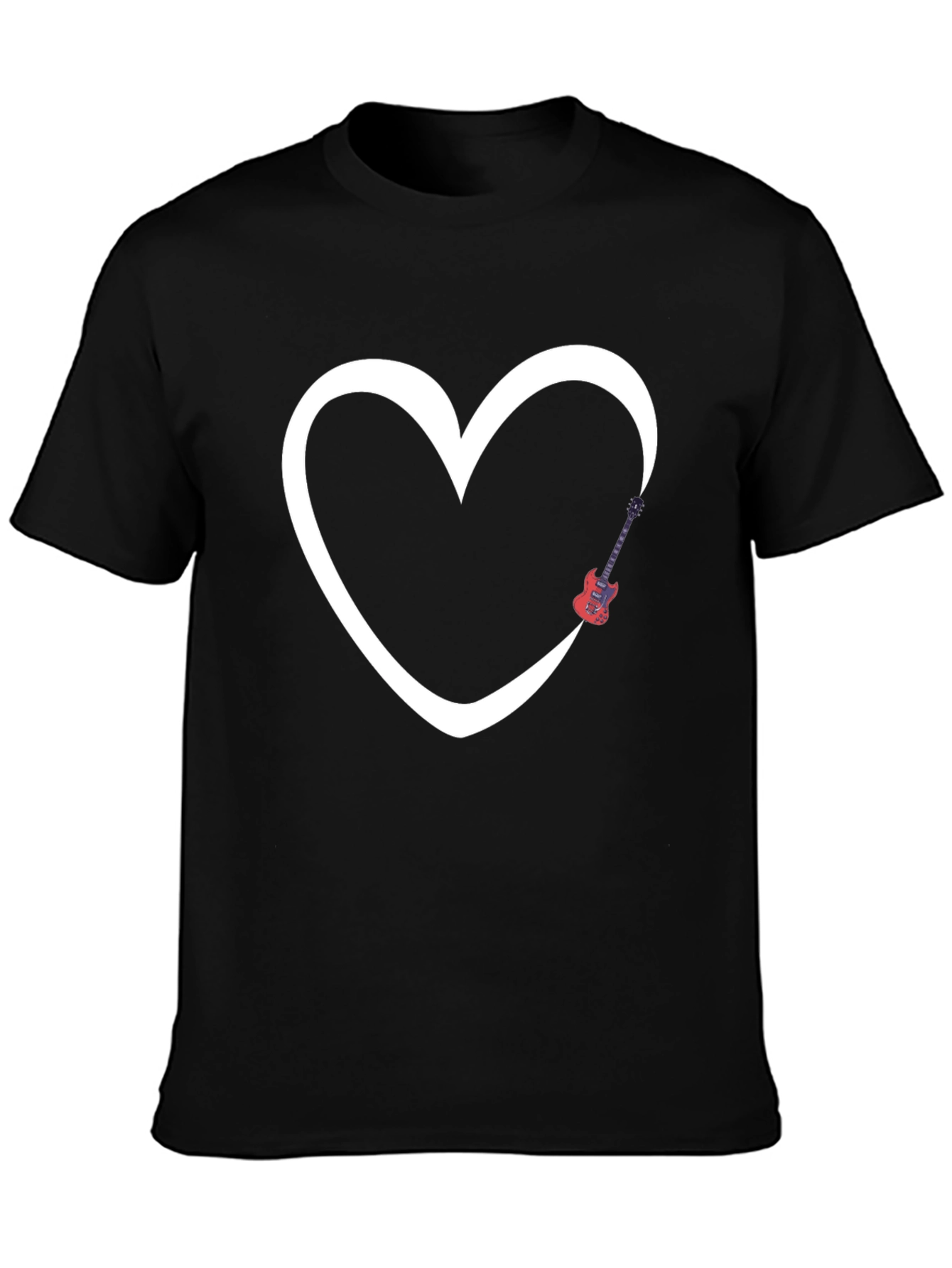 Heart Guitar Graphic Tee - Modern Black T-Shirt