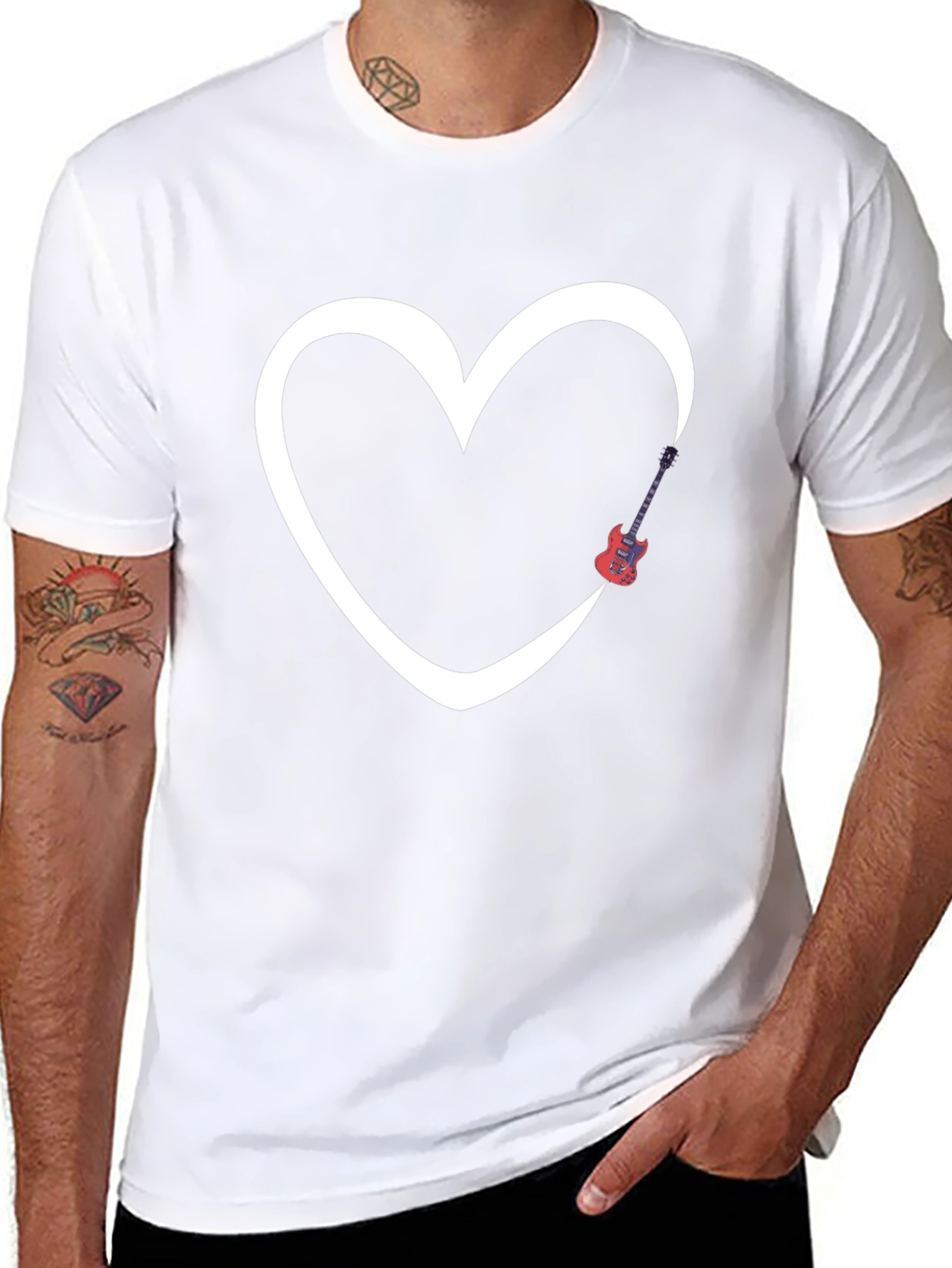 Heart Guitar Graphic Tee - Modern Black T-Shirt