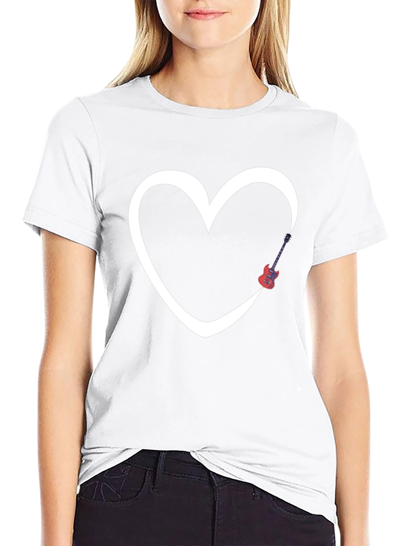 Heart Guitar Graphic Tee - Modern Black T-Shirt