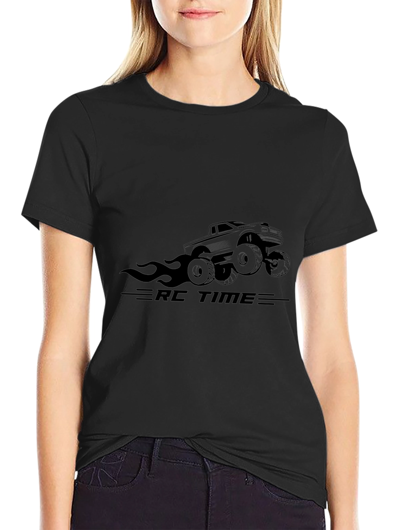 RC Time Graphic Tee - Black Cotton T-Shirt