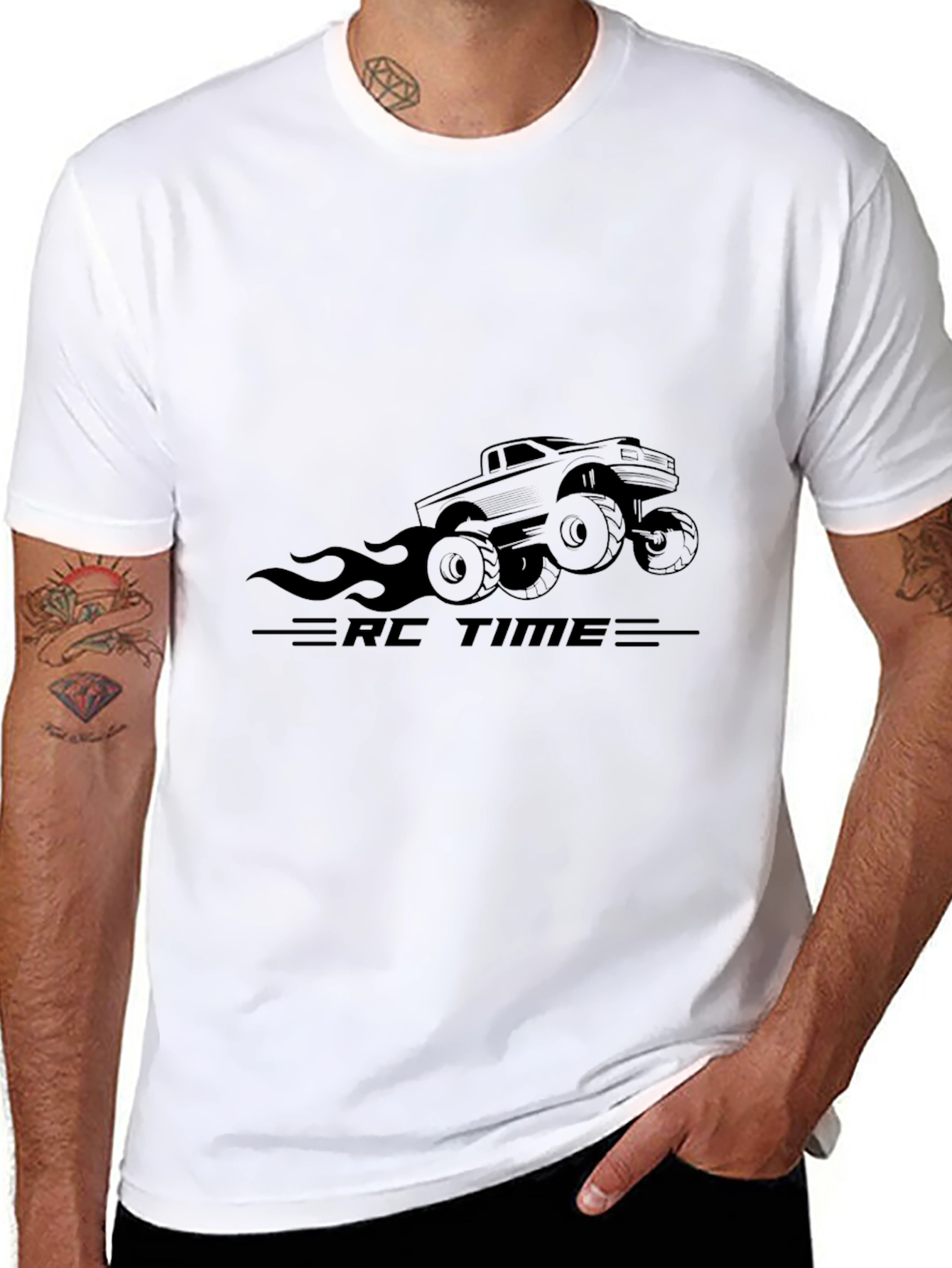 RC Time Graphic Tee - Black Cotton T-Shirt