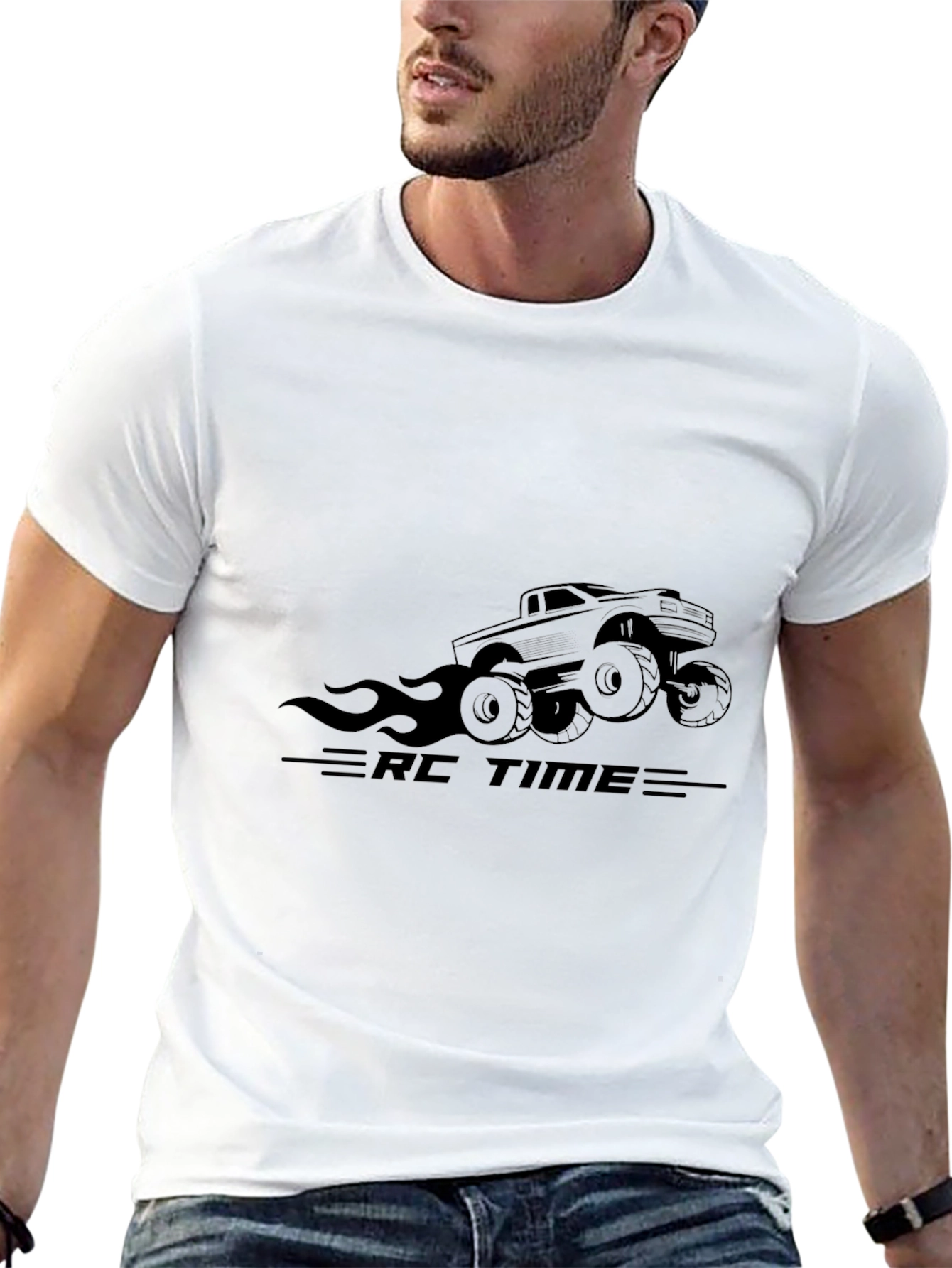 RC Time Graphic Tee - Black Cotton T-Shirt