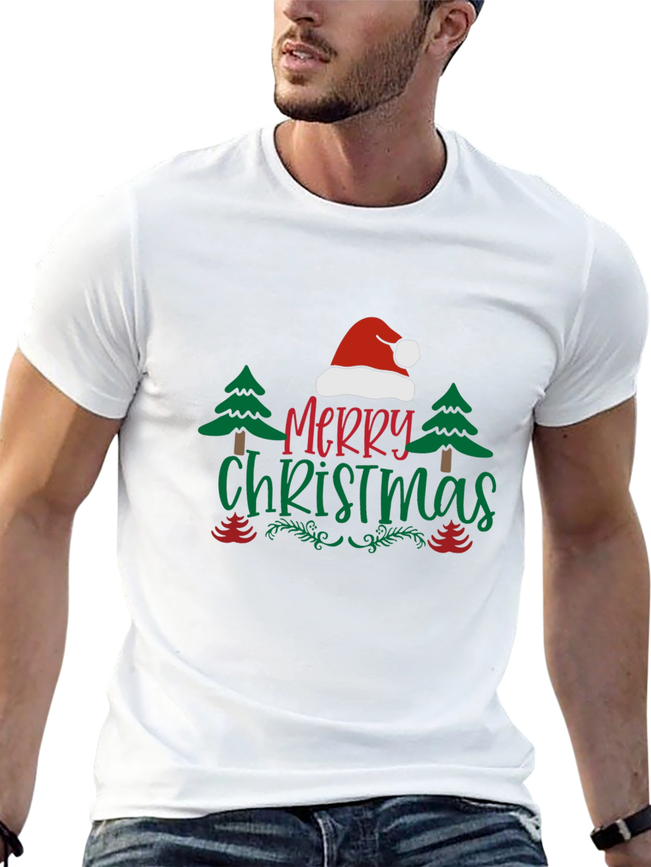 Festive Merry Christmas Graphic Tee Shirt