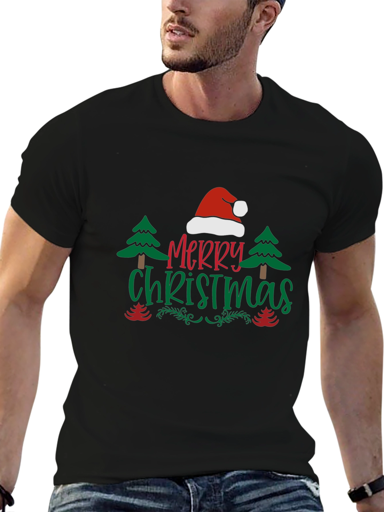 Festive Merry Christmas Graphic Tee Shirt
