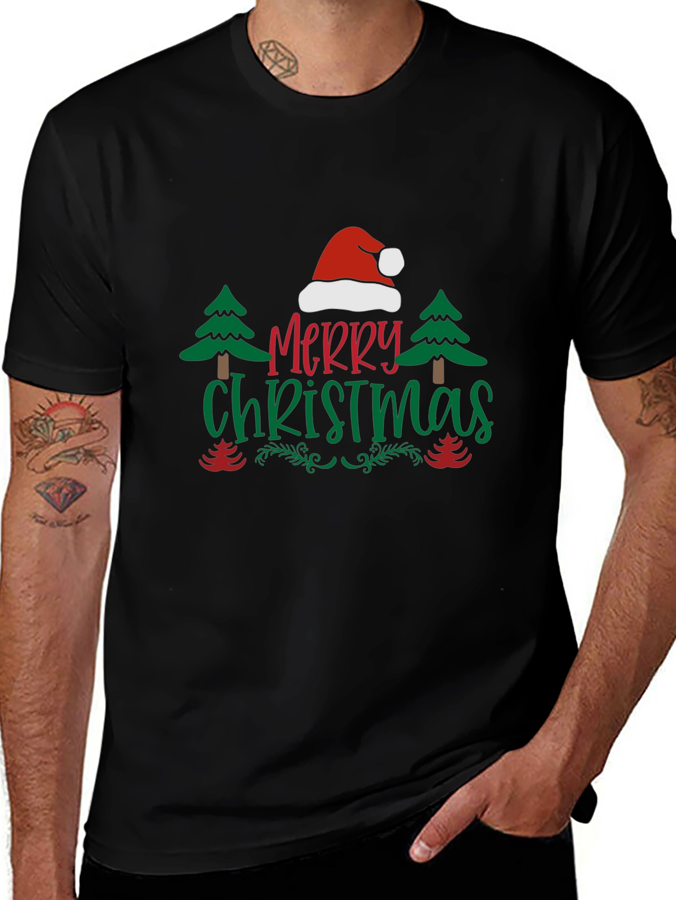 Festive Merry Christmas Graphic Tee Shirt