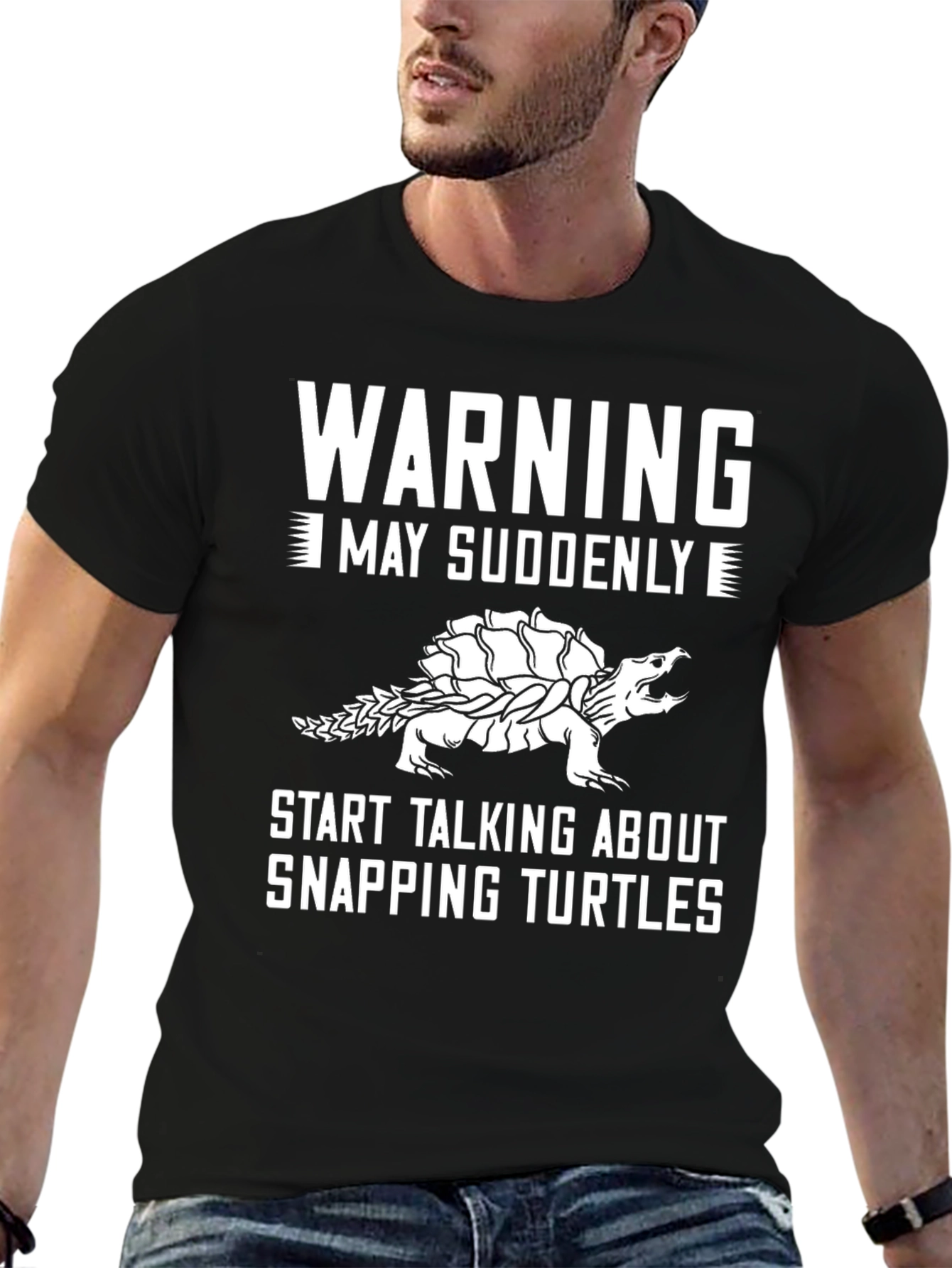 Warning Snapping Turtle Graphic T-Shirt