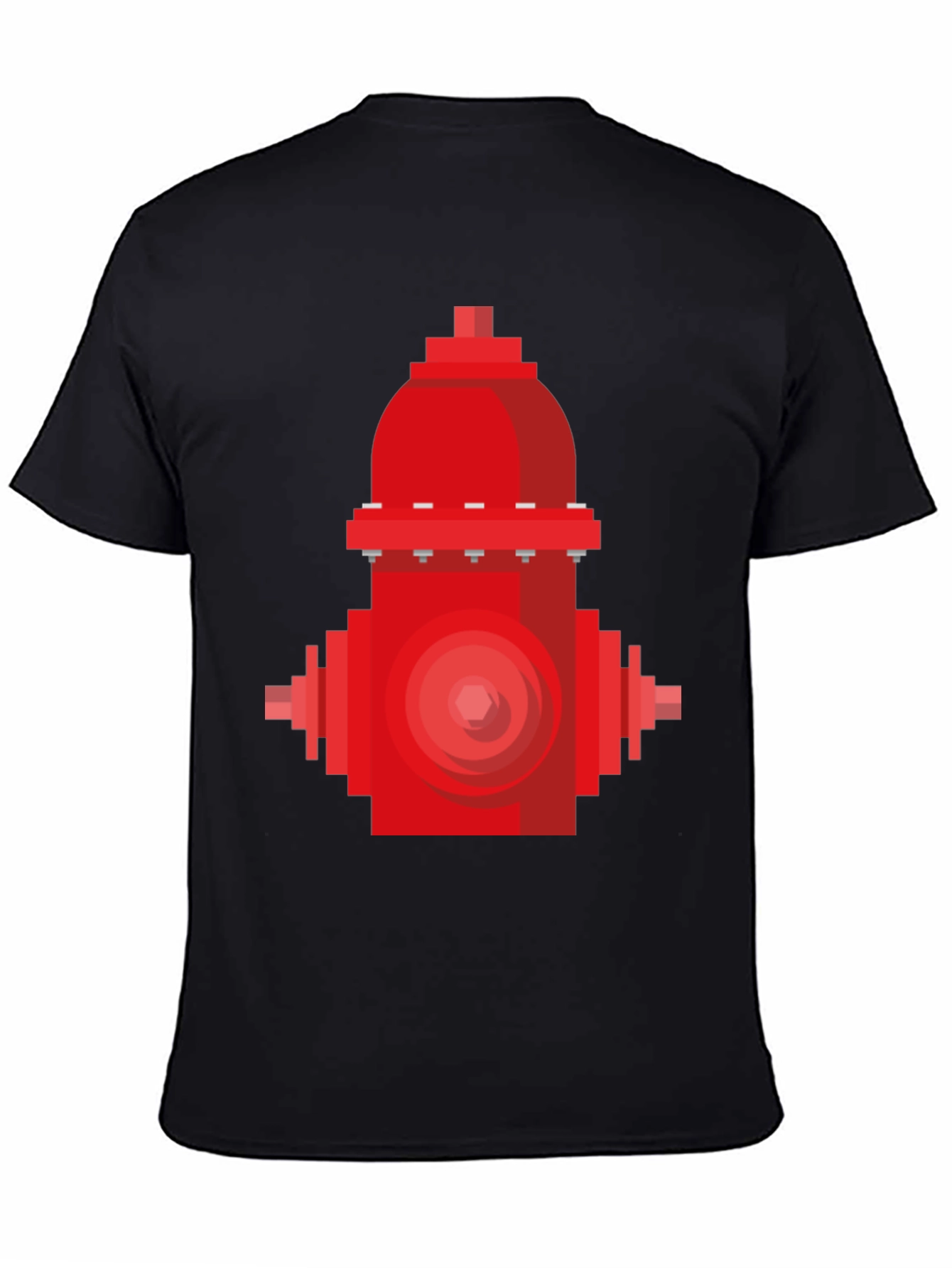 Pixel Fire Hydrant Graphic Tee - Black Cotton Shirt