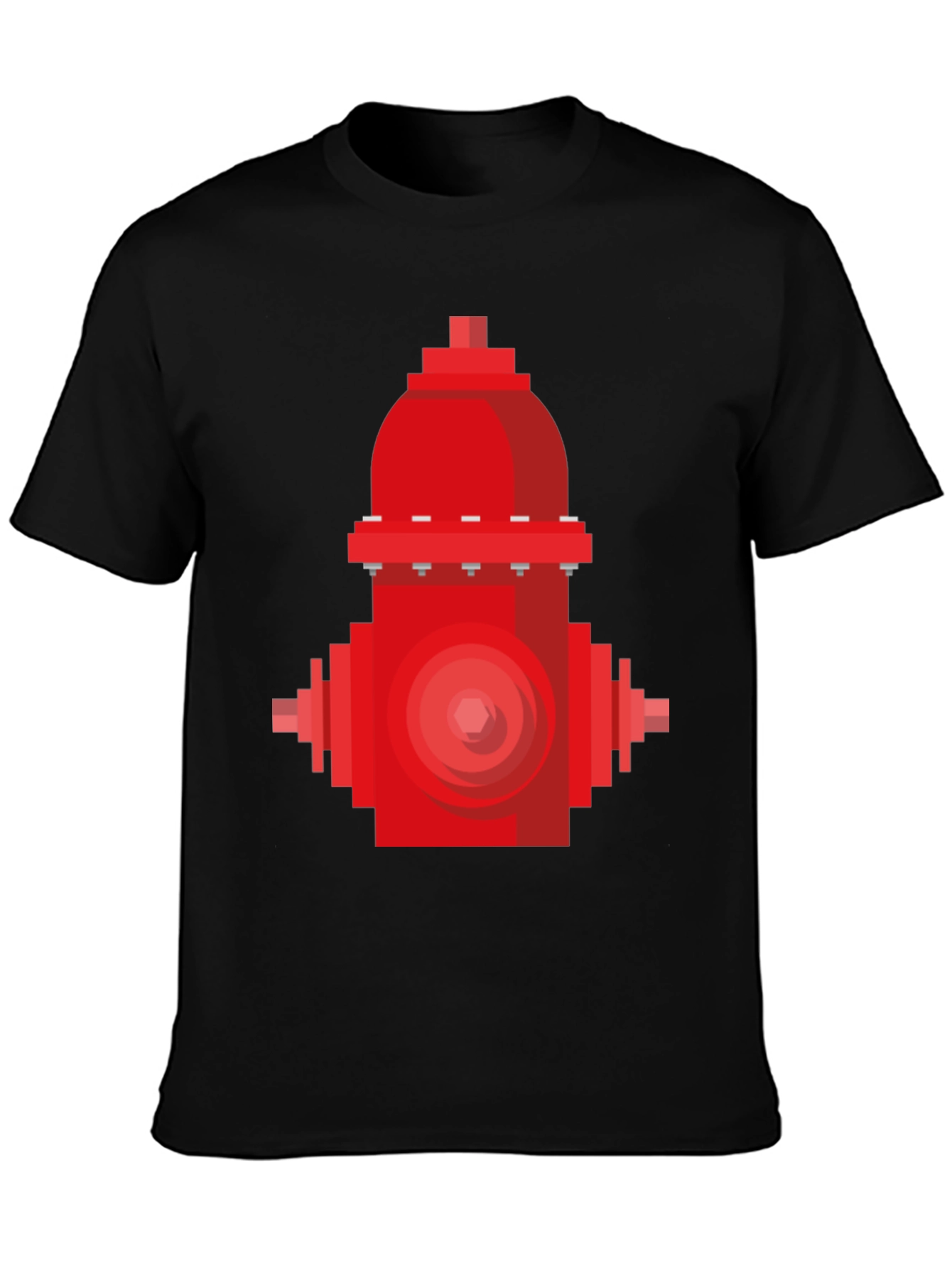 Pixel Fire Hydrant Graphic Tee - Black Cotton Shirt