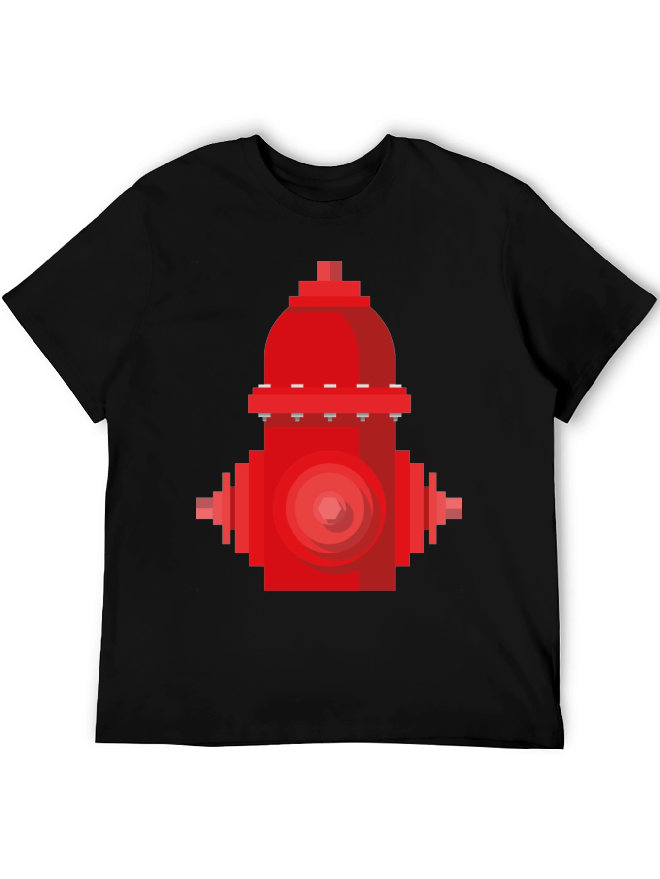 Pixel Fire Hydrant Graphic Tee - Black Cotton Shirt
