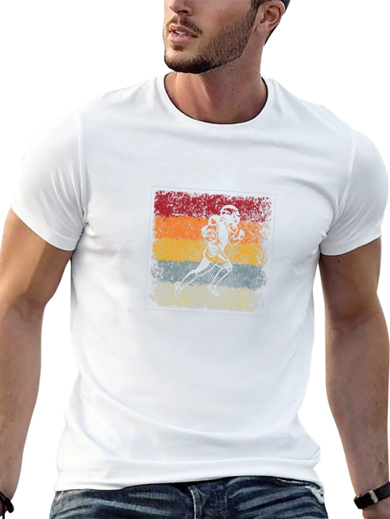 Retro Football Player Graphic T-Shirt