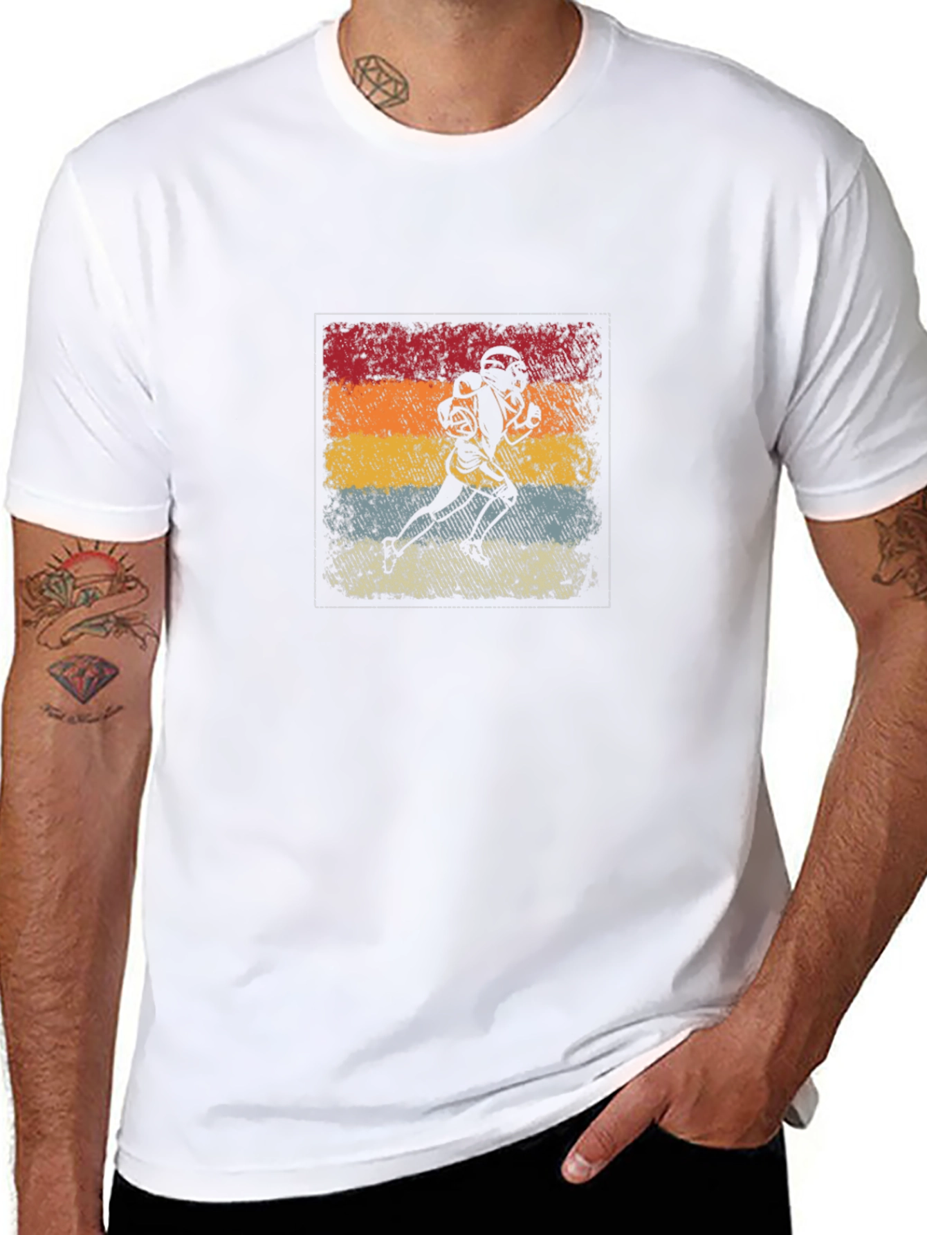 Retro Football Player Graphic T-Shirt