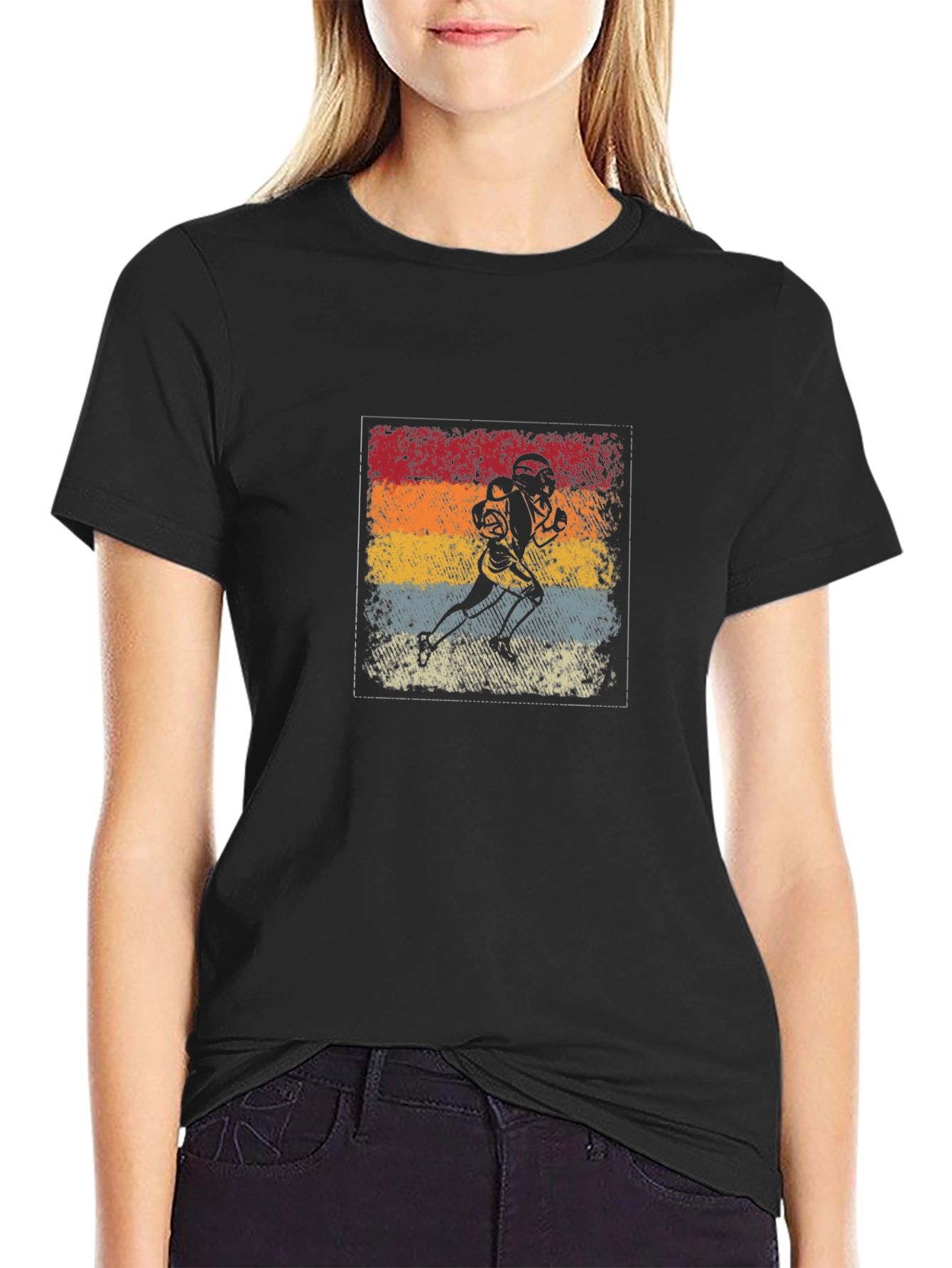Retro Football Player Graphic T-Shirt