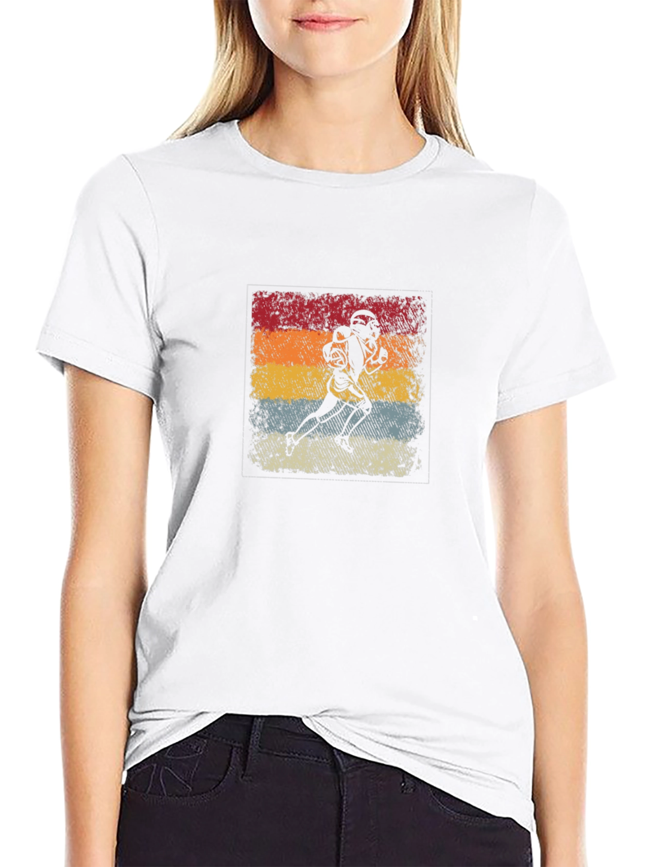 Retro Football Player Graphic T-Shirt