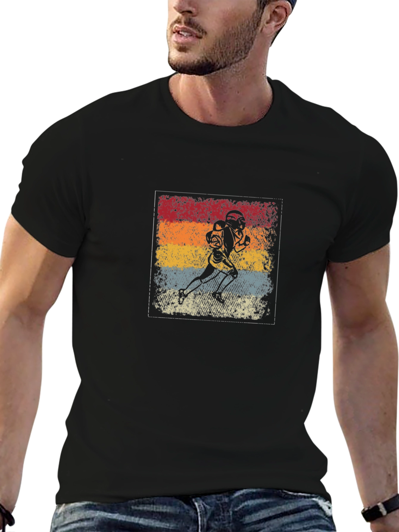 Retro Football Player Graphic T-Shirt