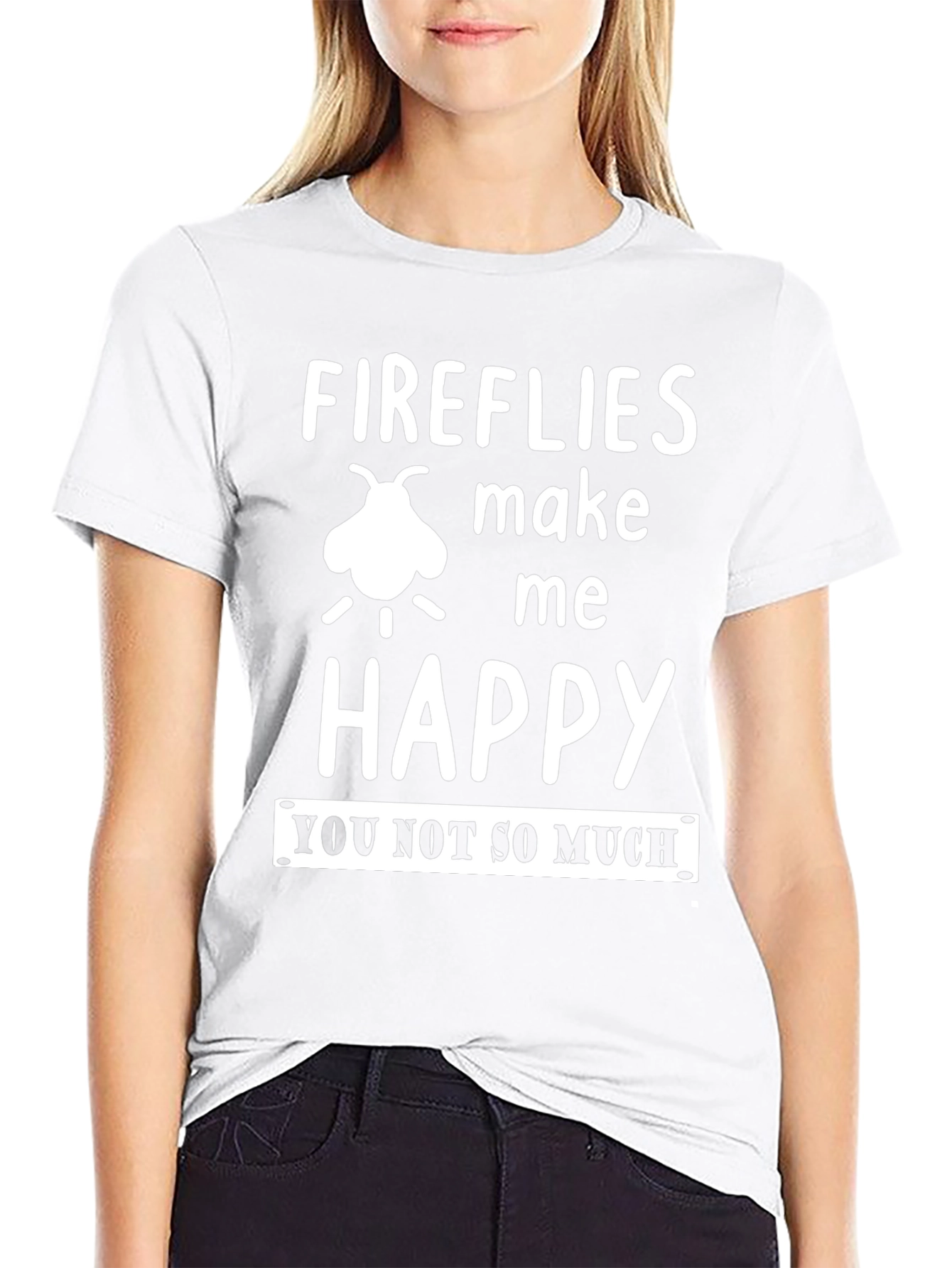 Fireflies Make Me Happy Graphic Tee - Black