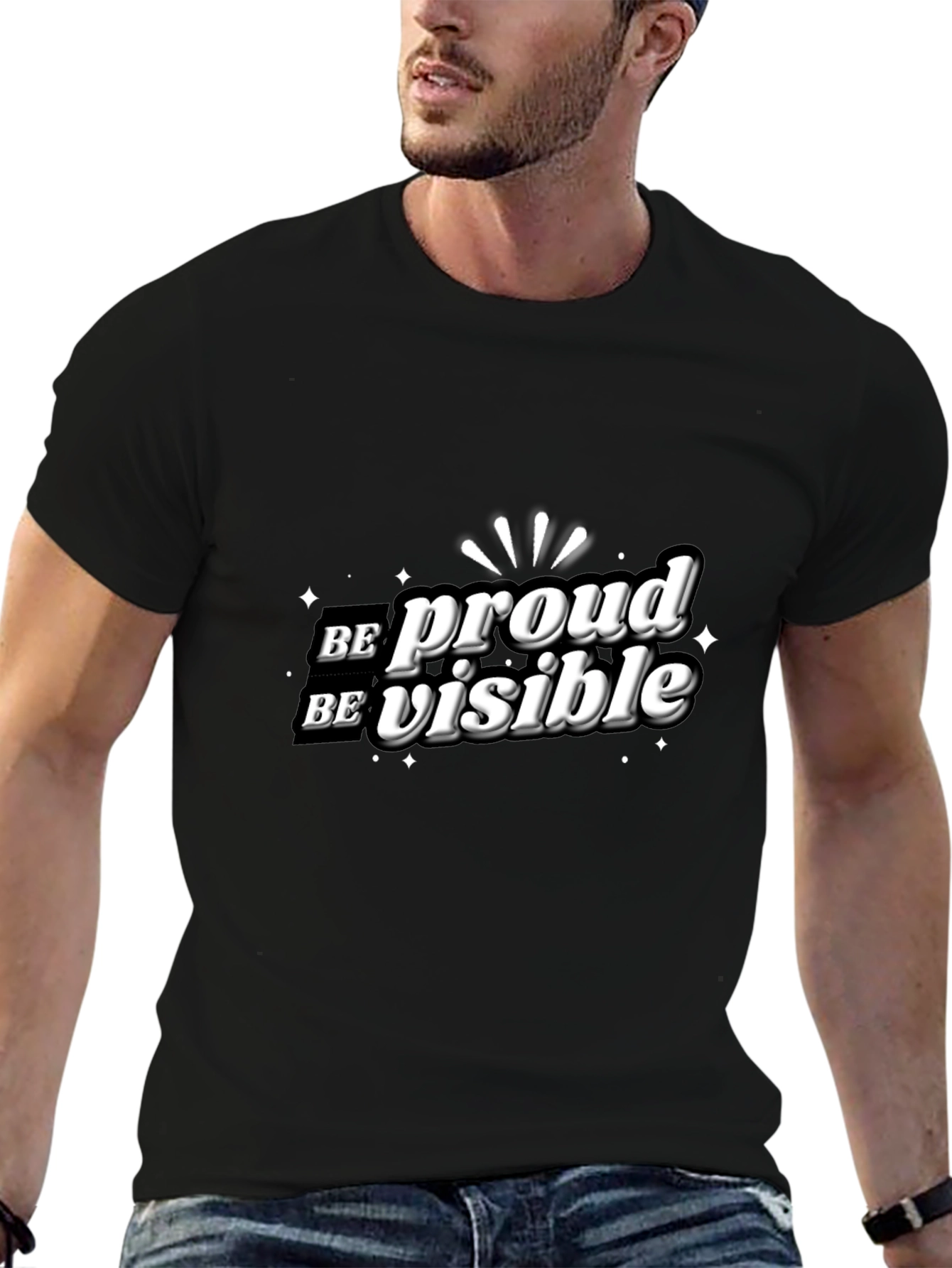 Be Proud Be Visible Black Graphic Tee