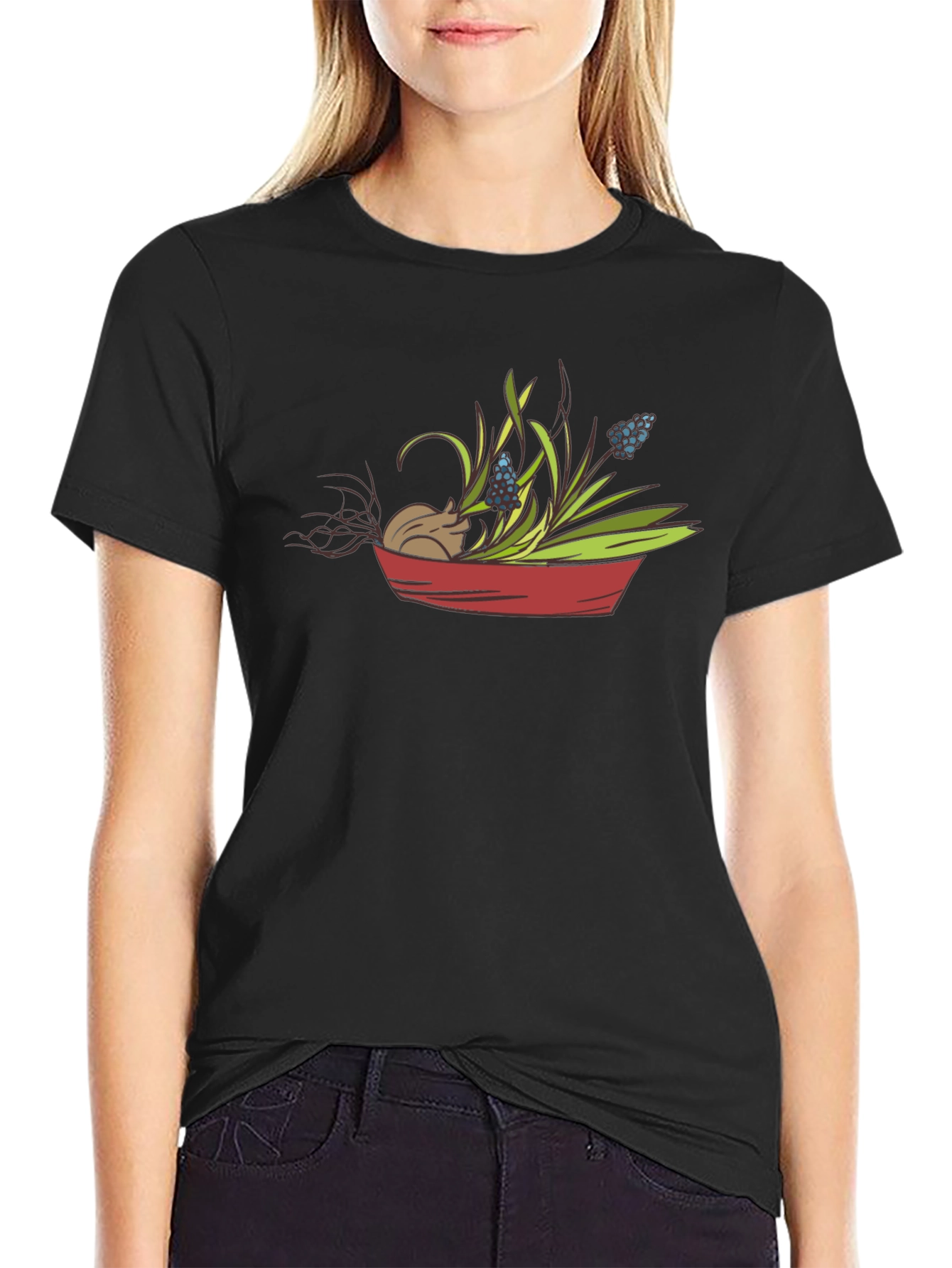 Cute Mouse & Flower Garden T-Shirt