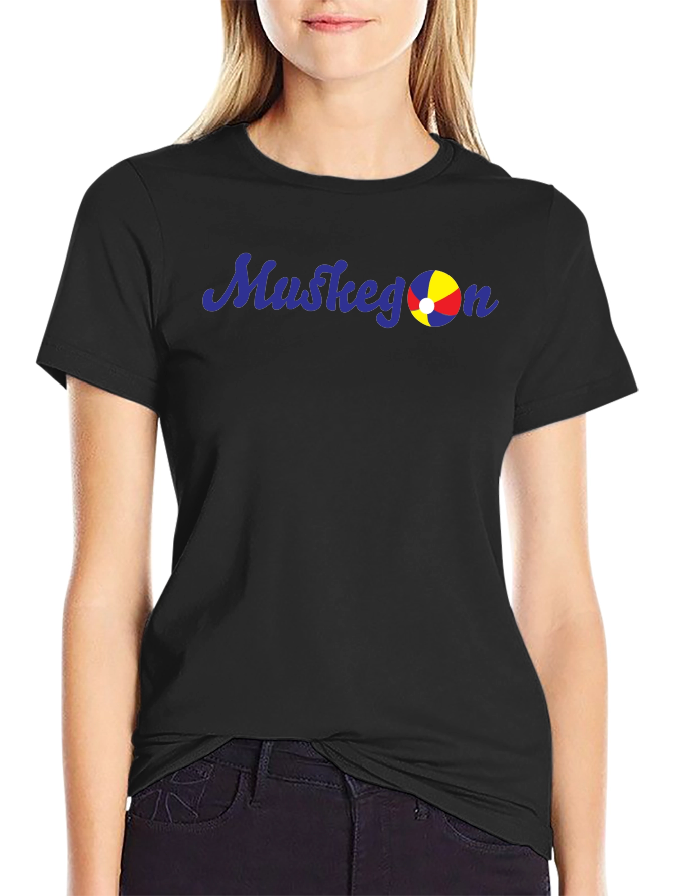 Muskegon Beach Ball Graphic Tee - Black