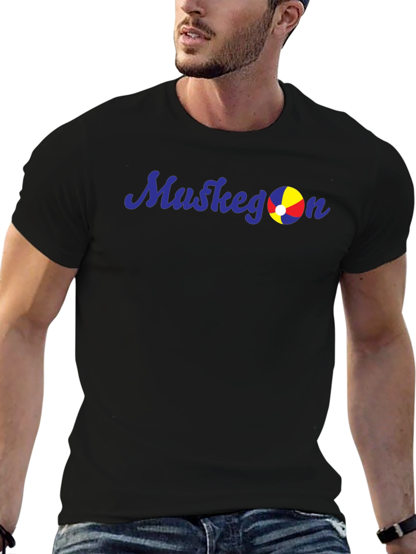 Muskegon Beach Ball Graphic Tee - Black