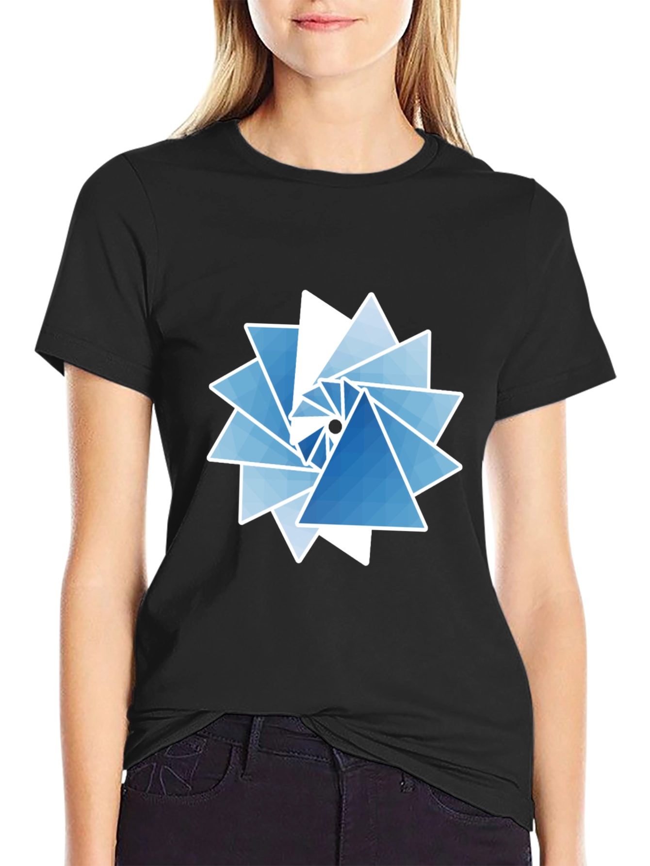 Geometric Triangle Swirl Graphic Tee - Modern Design