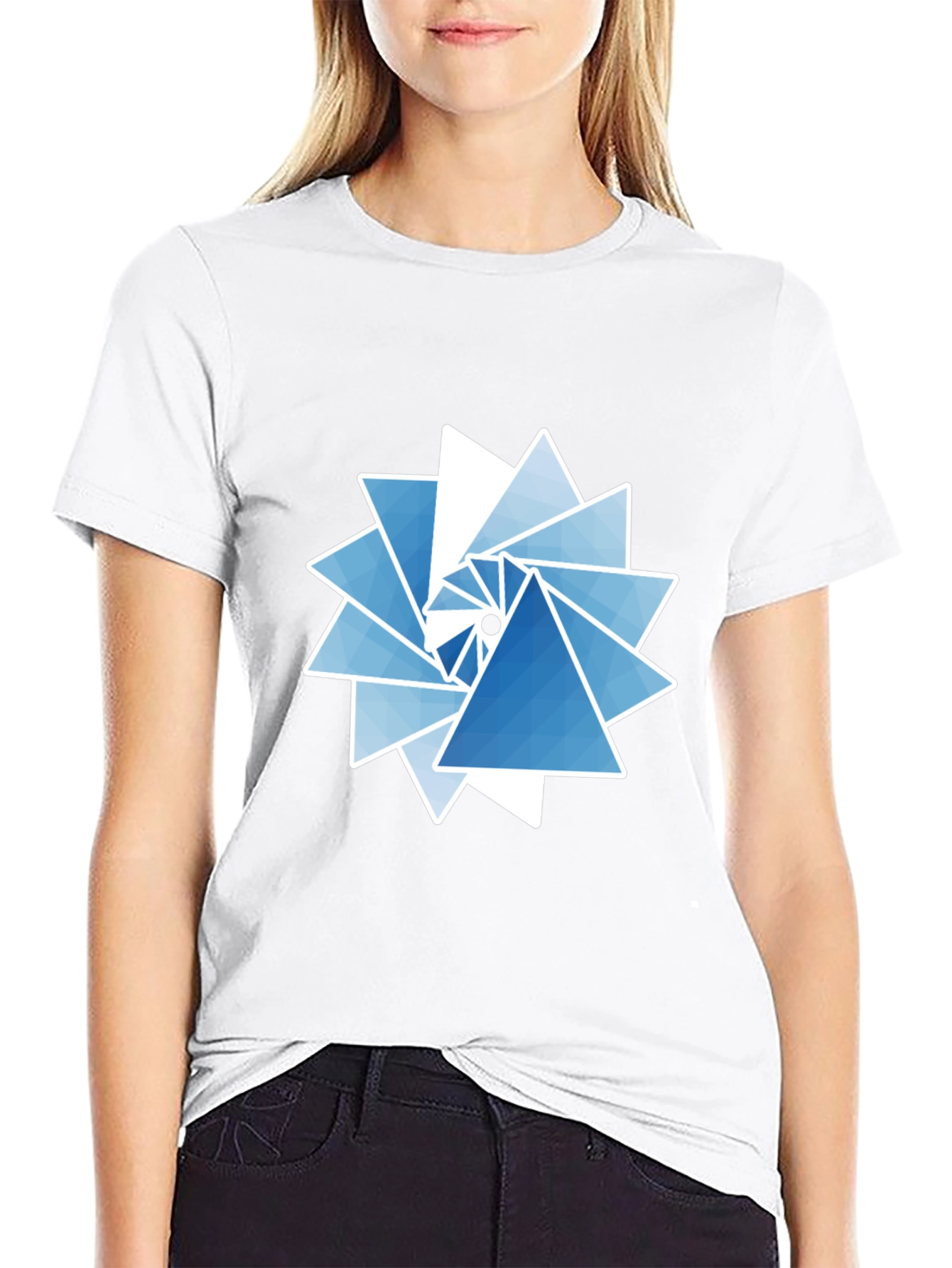 Geometric Triangle Swirl Graphic Tee - Modern Design
