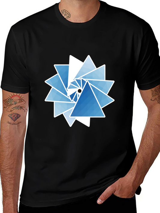 Geometric Triangle Swirl Graphic Tee - Modern Design