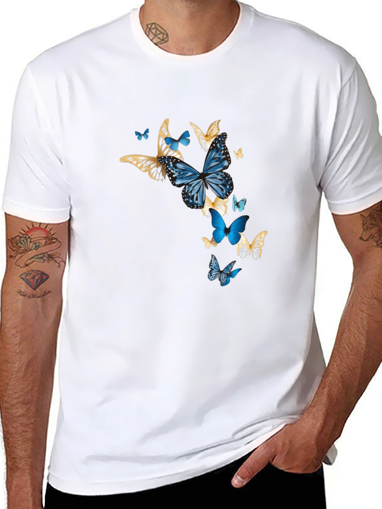 Butterfly Graphic Print Black T-Shirt