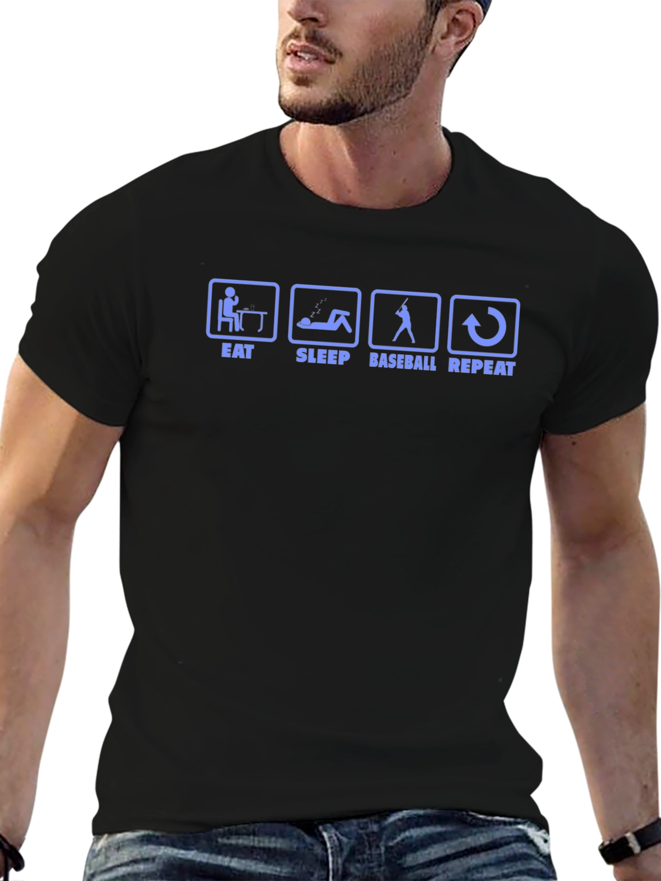 Eat Sleep Baseball Repeat Black T-Shirt