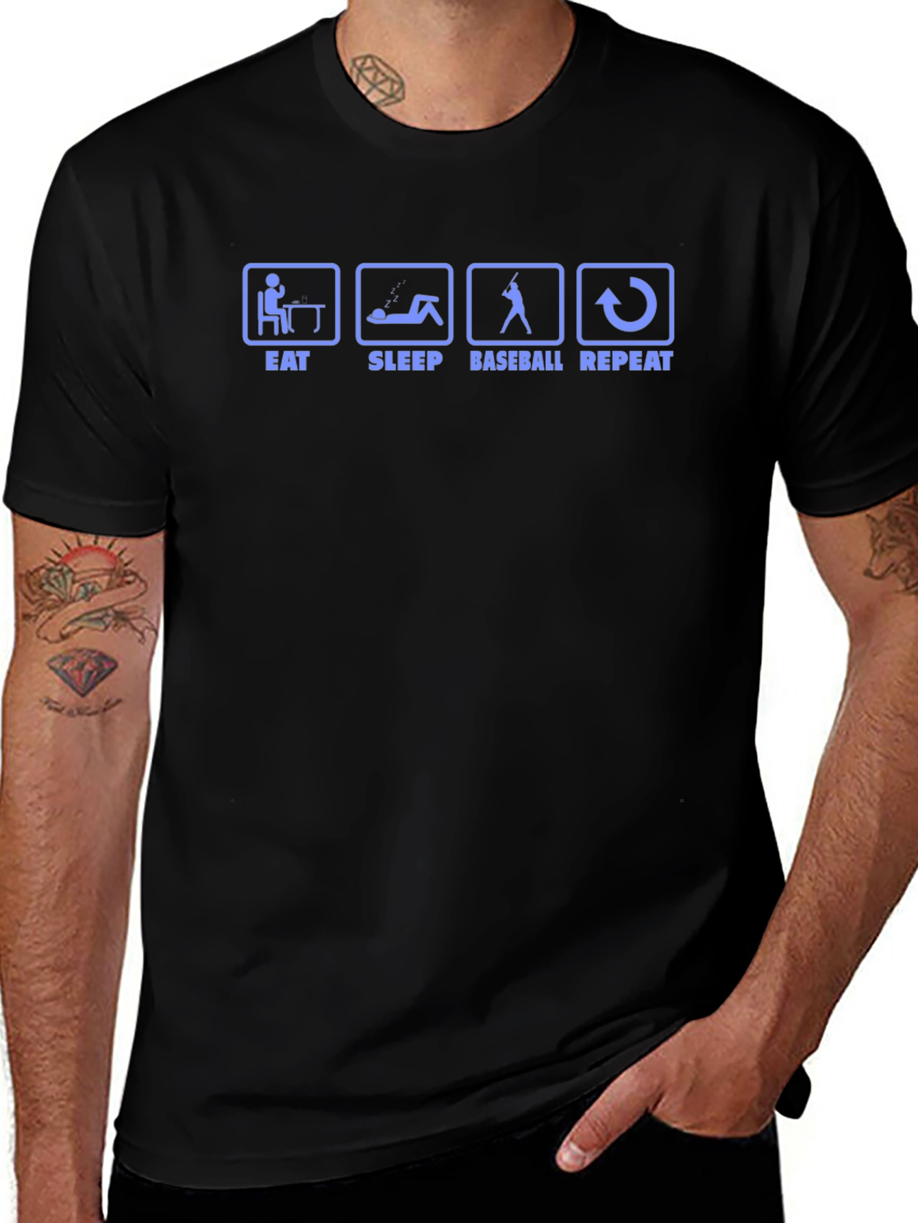 Eat Sleep Baseball Repeat Black T-Shirt